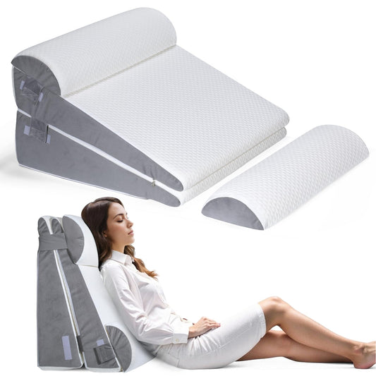 Ceecysaa Wedge Pillows for Adults, 4-in-1 Adjustable Wedge Pillows Set,Bed Pillow for Sitting Up,Legs,Neck and Back Support,Sleeping Comfort and Relaxing