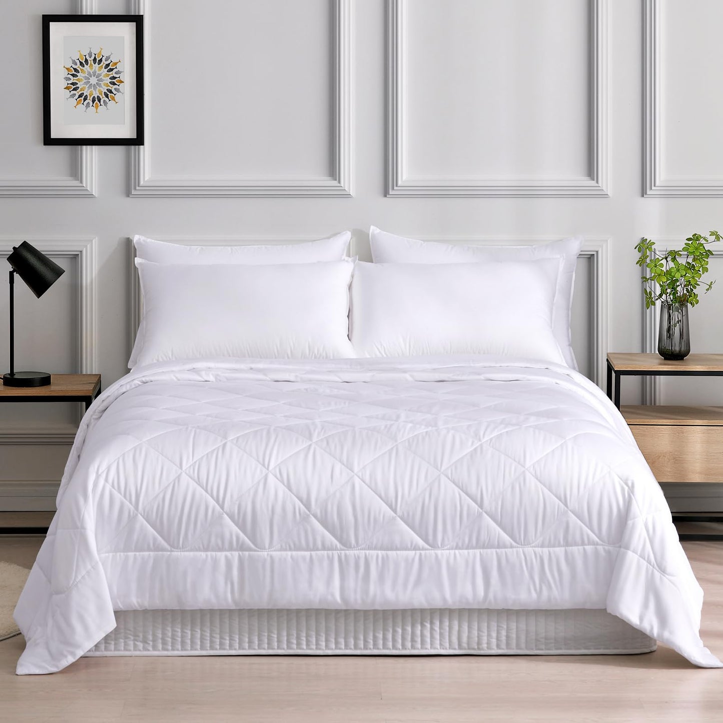 LAVANCE 100% Viscose Made from Bamboo Comforter King Size Lightweight Silky Down Alternative Duvet Insert Soft All Season Comforter - White, 90x106 Inches