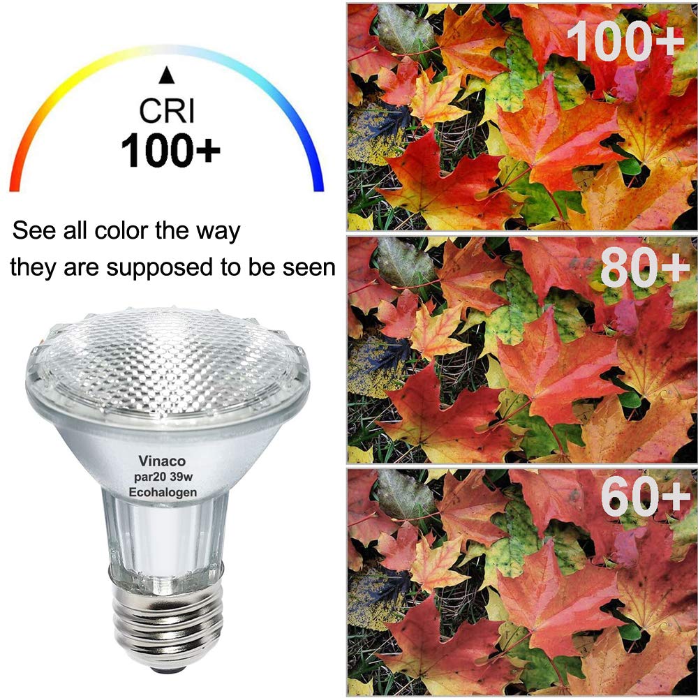Vinaco Par20 Flood 39W 120V 480 Lumens, 6 Pack Long Lasting Par20 39w Dimmable, par20 Warm White 3000K, Par20 Flood Light Bulbs E26 Base for Track and Recessed Lighting