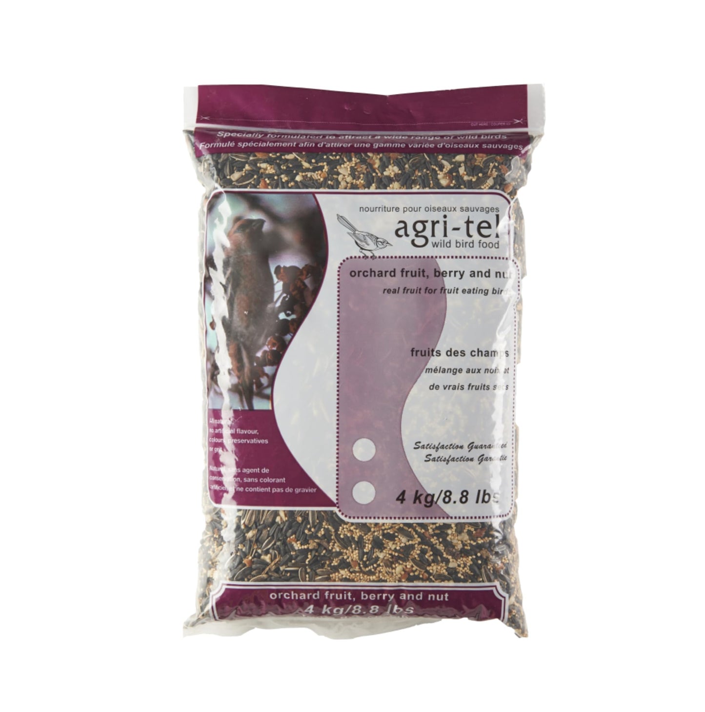 Agri-Tel Orchard Blend Fruit and Nut Bird Seed for Outside Feeders | Wild Songbird, Cardinal, Blue Jay, Finch Bird Food Seed | 4 Kgs, 8.8 Lbs