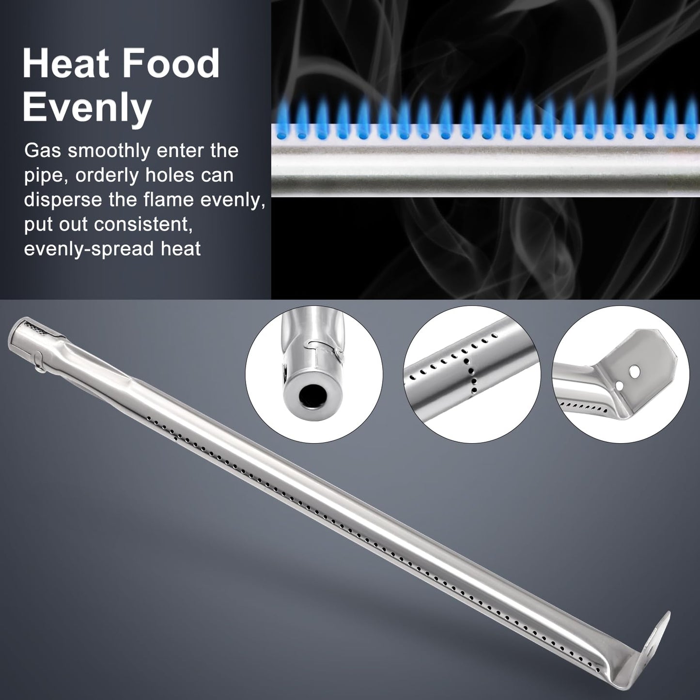 Hiorucet BBQ Replacement Parts for Napoleon LEX 485 605 730 Series, Napoleon Legend LD485RSIB, Napoleon Lifestyle L485, Stainless Steel Heat Plate Shield and Burner Tube for Napoleon BBQ Parts, 3 Pack