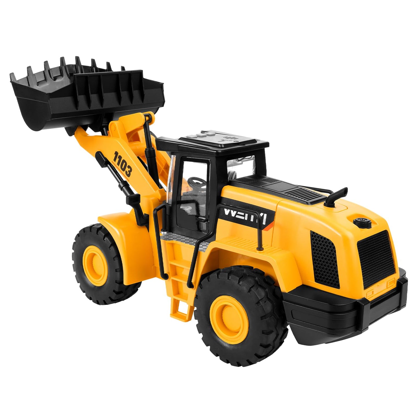 Bulldozer Toy, 16" Front Loader, 1:10 Scale Classics Bulldozer, Wheel Loader with Real Working Arm & Bucket, Lights & Sounds Construction Vehicle Toy for Kids Ages 3+ - Easter Gifts