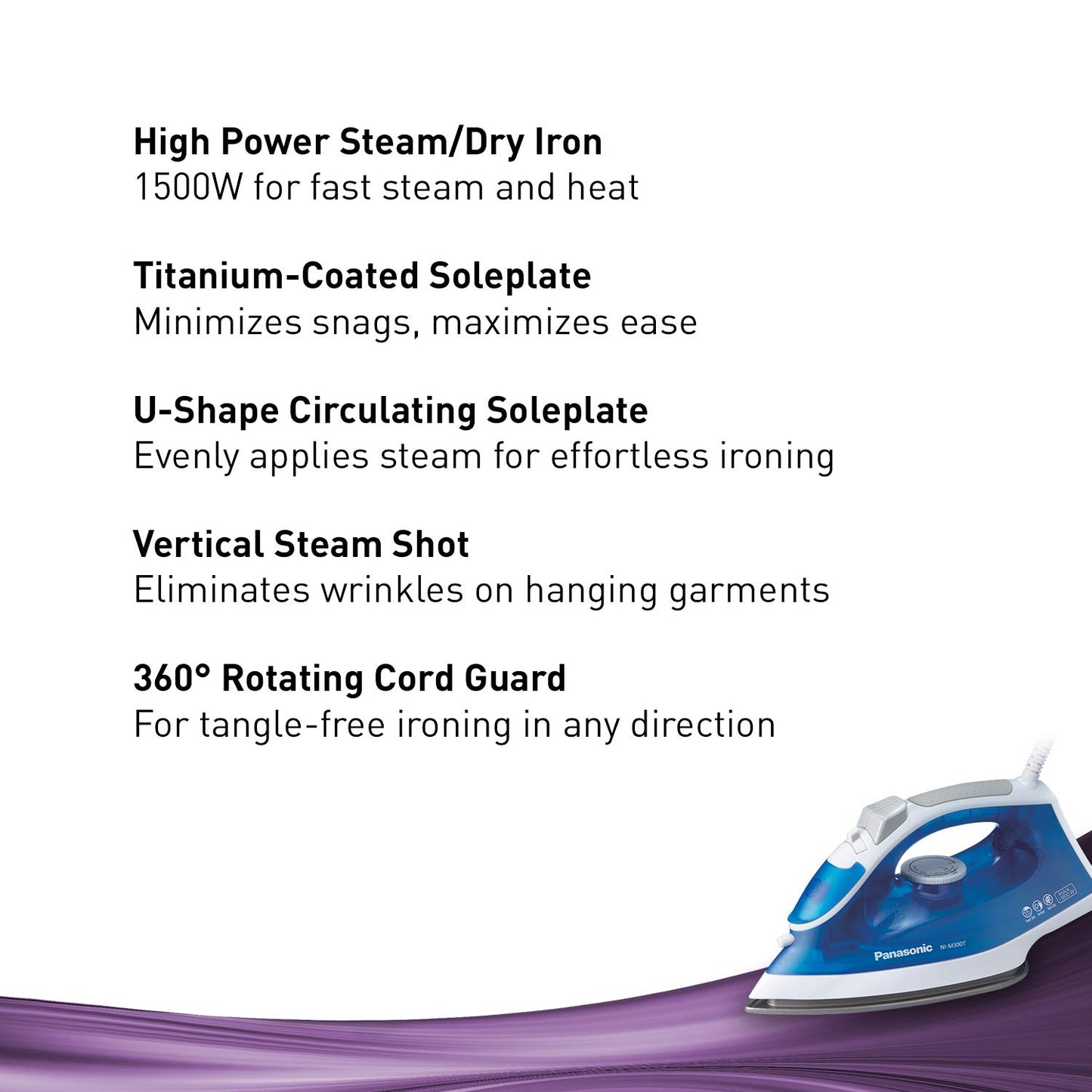Panasonic NIM300TA Ultra-Light Steam Iron with Power Shot, Blue/White