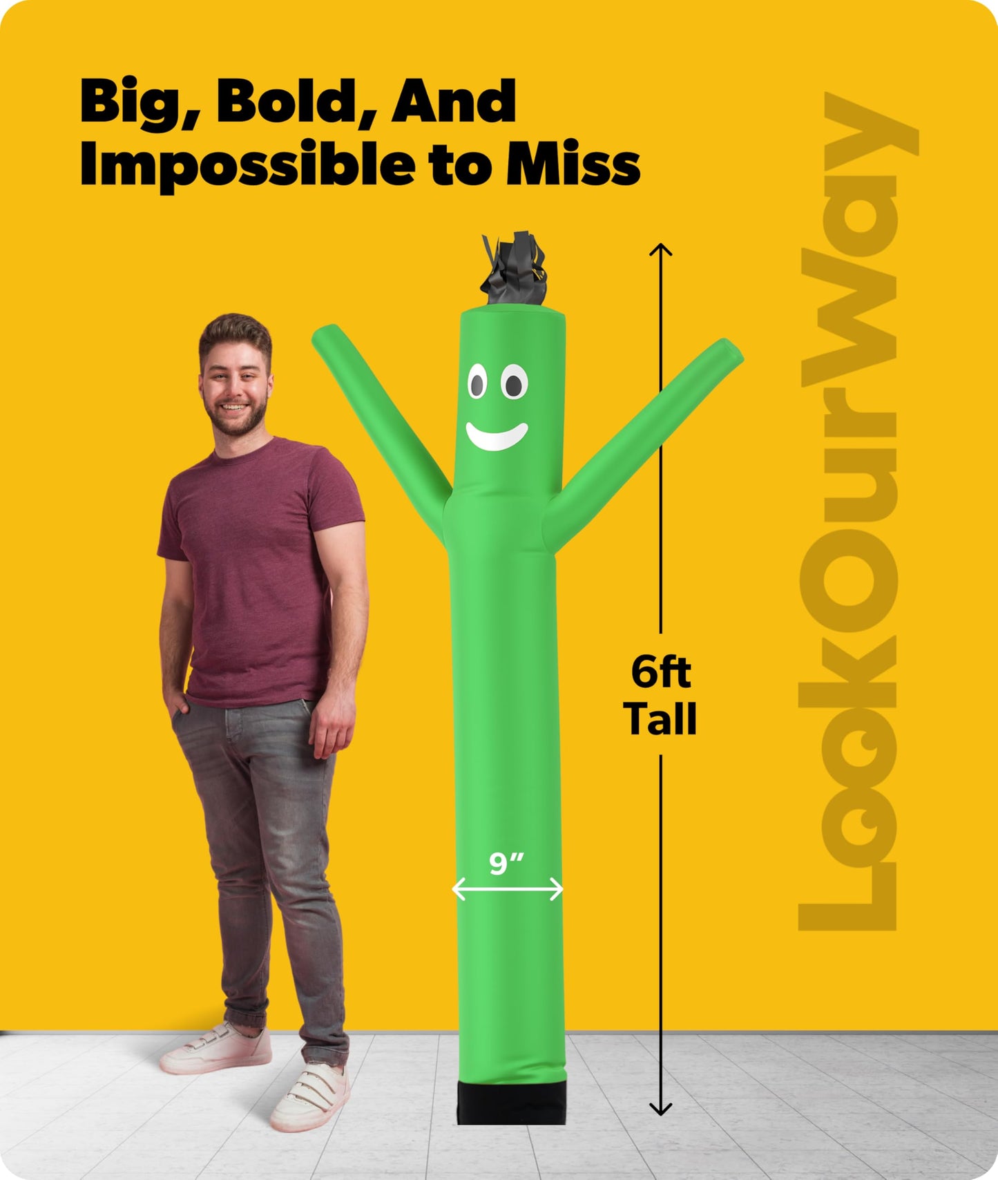 LookOurWay Air Dancers Wacky Waving Inflatable Tube Man Attachment - 7 Feet Tall Advertising Air Dancer Waving Man Inflatable Tube Guy - Blower Not Included - Green
