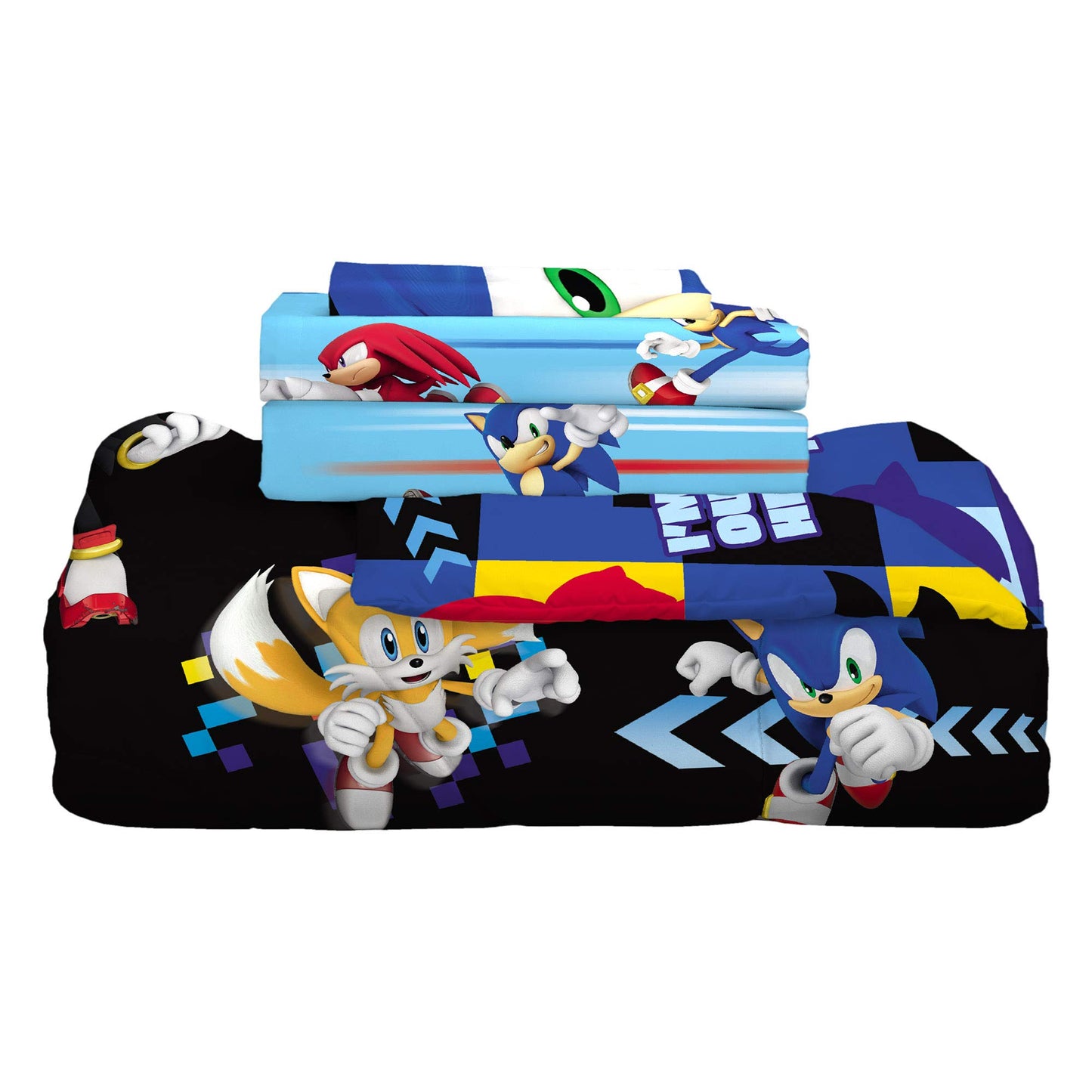 Sonic The Hedgehog Anime Kids Super Soft Comforter and Sheet Set, 5 Piece Twin Size by Franco