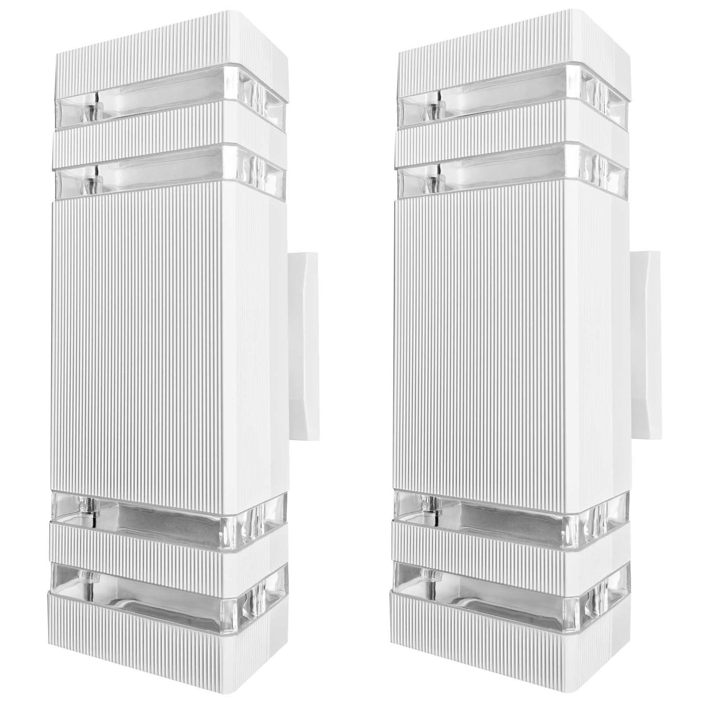 RETRELMP Outdoor Lights Wall Mount, White Up and Down Exterior Lighting Fixtures, Modern Square Porch Wall Sconce Aluminum Front Door Light LED Wall Lamp for Garage Garden Patio 2 Pack
