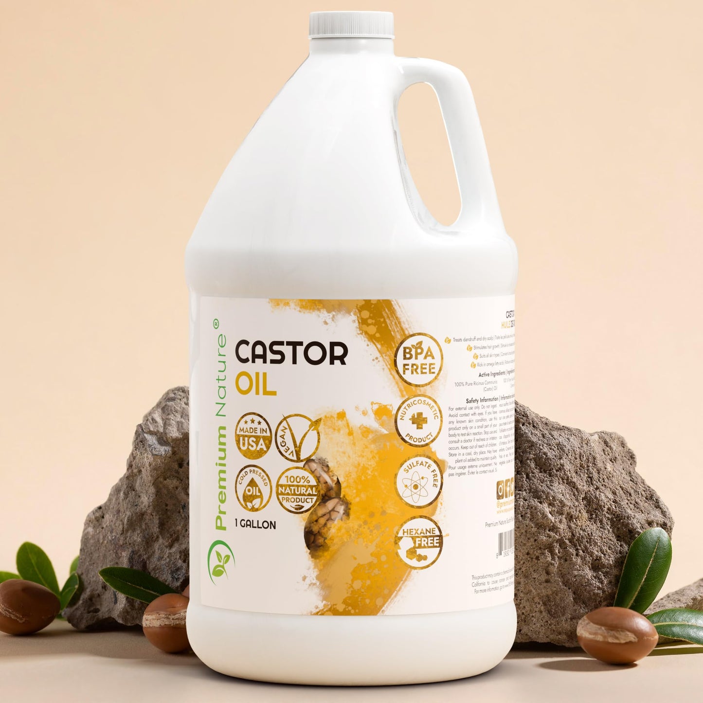 Castor Oil Pure Carrier Oil - Cold Pressed Castor Oil for Essential Oils Mixing Natural Caster Oil, 1 Gallon