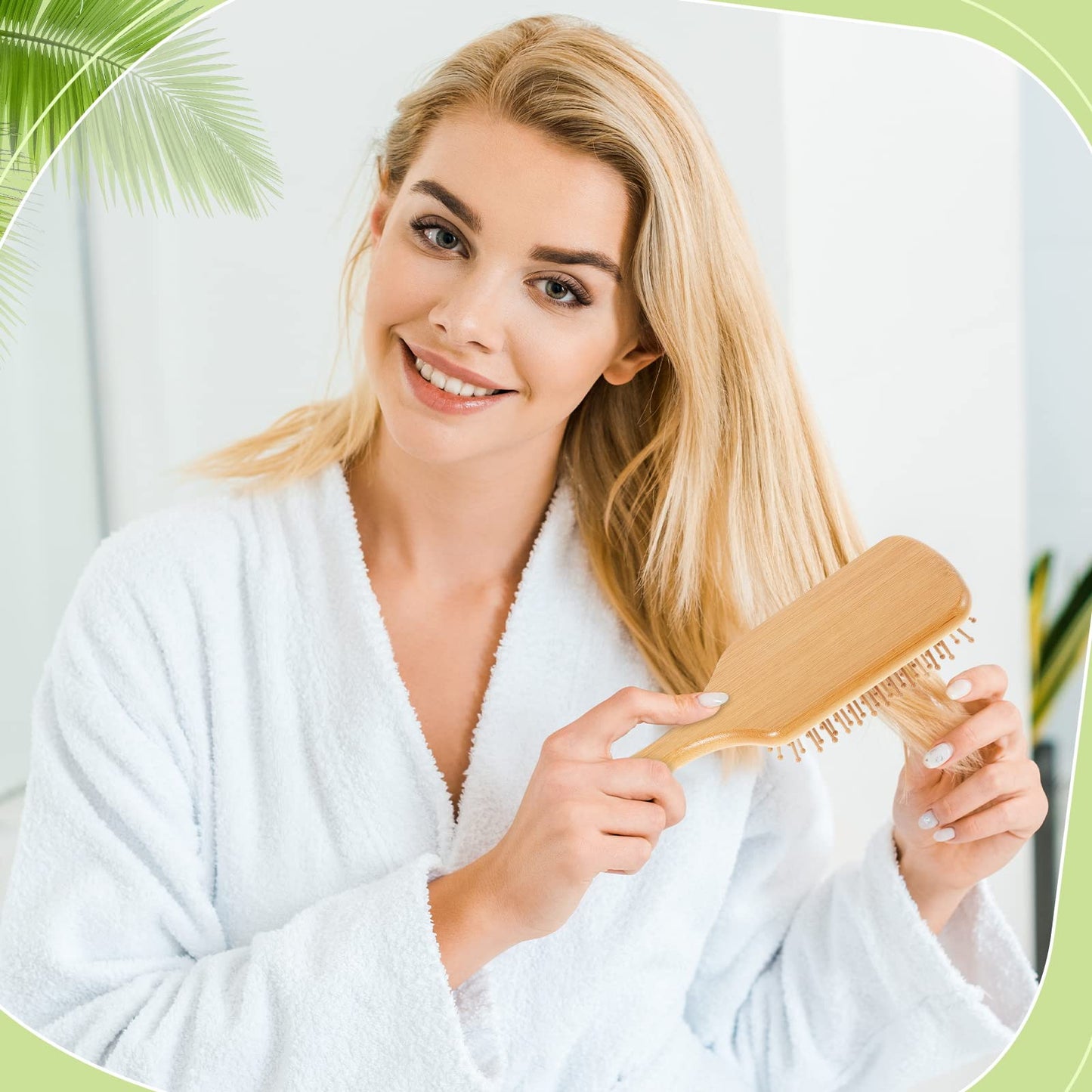 Tessco for you 12 Pcs Bamboo Hair Brushes for Women Bulk Wooden Paddle Brush Scalp Massage Bamboo Bristle Anti Static Engraving DIY Gift for Wedding Birthday Party(9.65'' X 3.35'',Natural)