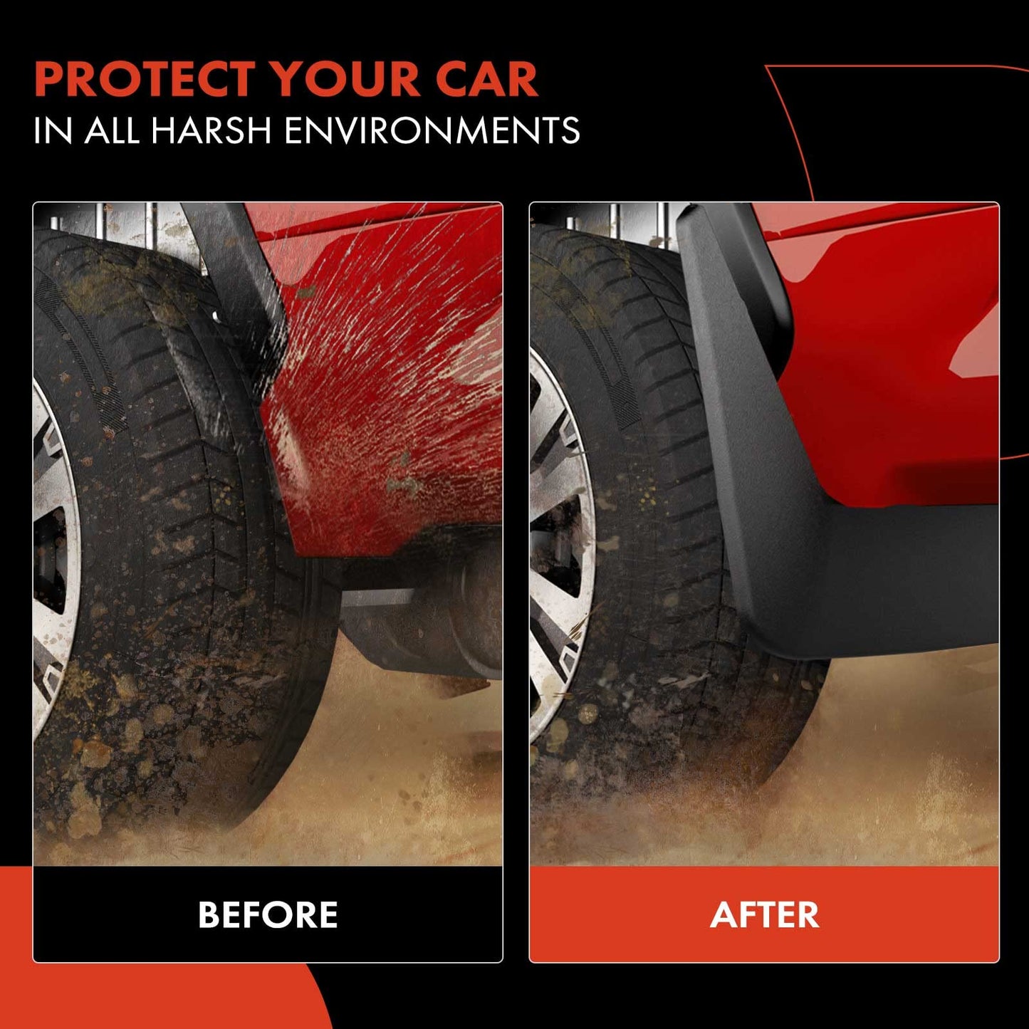 A-Premium Set of 4PCS Mud Flaps Splash Guards Mudguards Mudflaps with Hardware Kits Accessory Compatible with Chevrolet Silverado 1500 3500 2500 HD 3500 HD, 2014-2018, Front LH RH and Rear LH RH