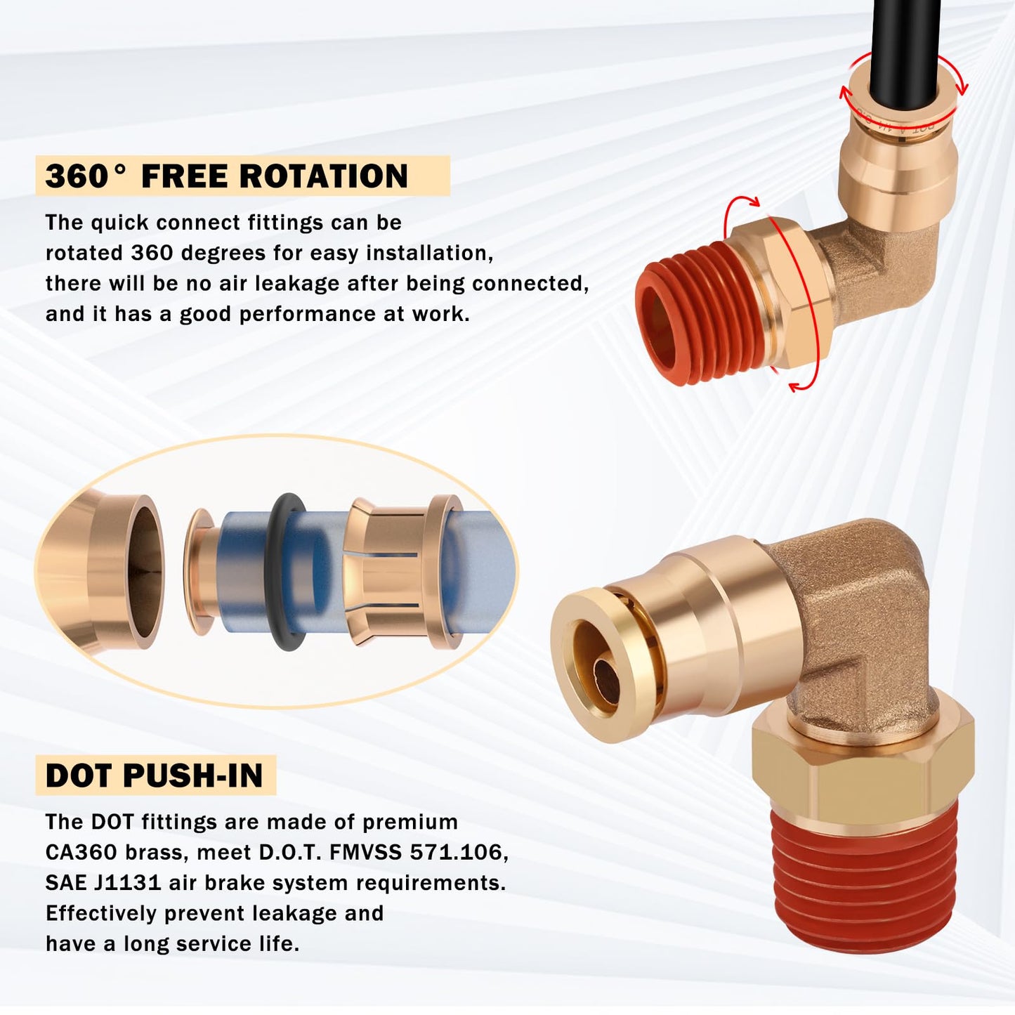 CheeMuii 50 FT DOT Air Line With Brass Fittings Kit for Air Bags Suspension - 1/4" Service Kit With Inflation Schrader Valves