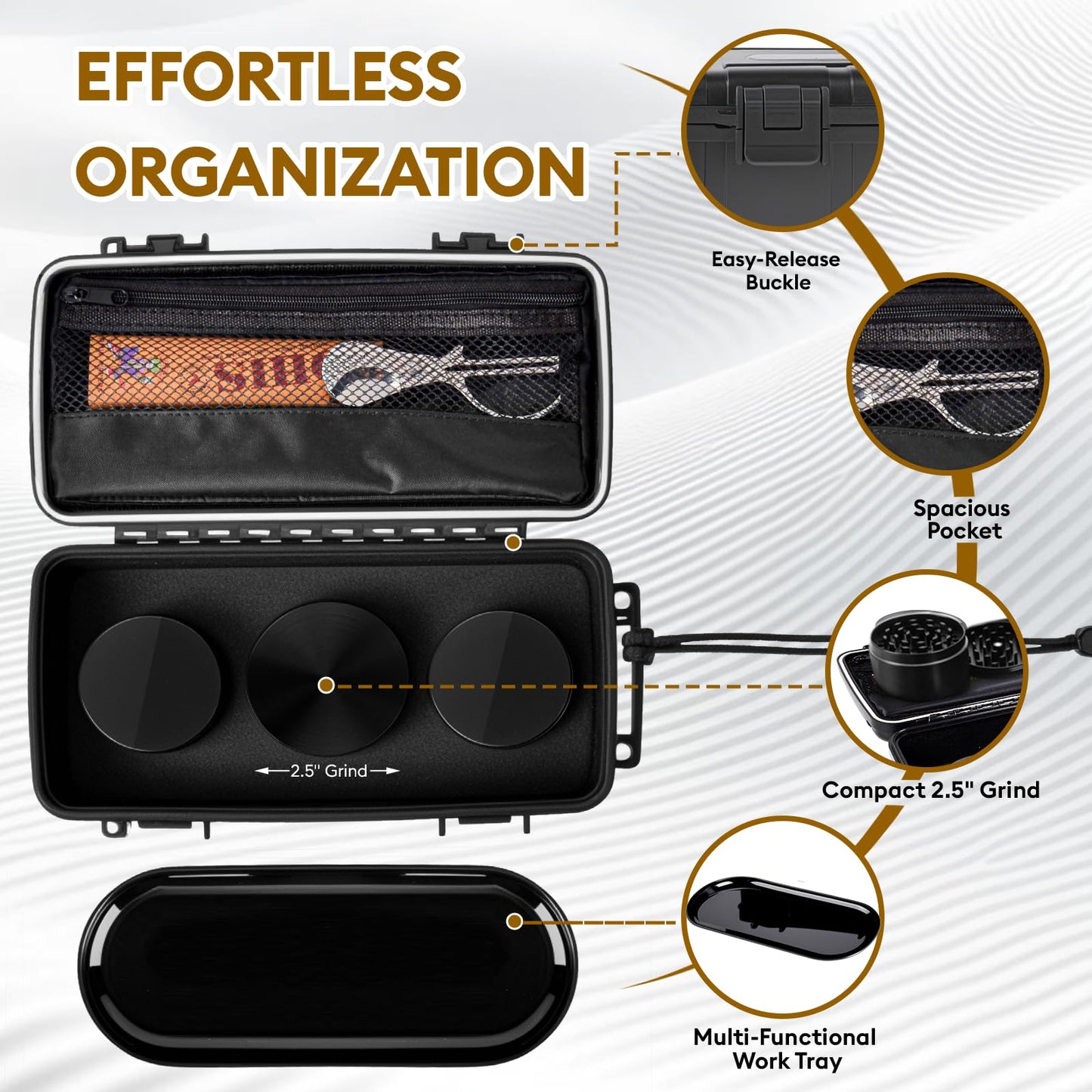 Smell Proof Bag, Odor Proof & Odorless Stash Box with Grind and Storage Tray, Waterproof Large Travel Storage Case, Home Organizer Container for Men Women, Gift for Women/Men