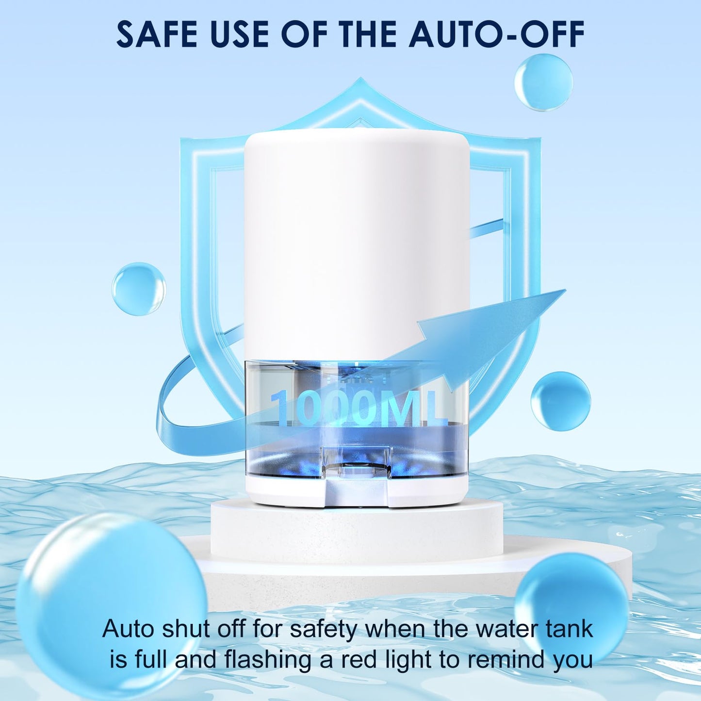 WUTAIN Small Dehumidifiers for Bedroom Bathroom RV, 33.8 OZ Quiet Mini Portable Dehumidifier, Auto Shut Off, 7 LED Light, Compact Moisture Absorber for Home, Closet, Small Room up to 280 sq.ft