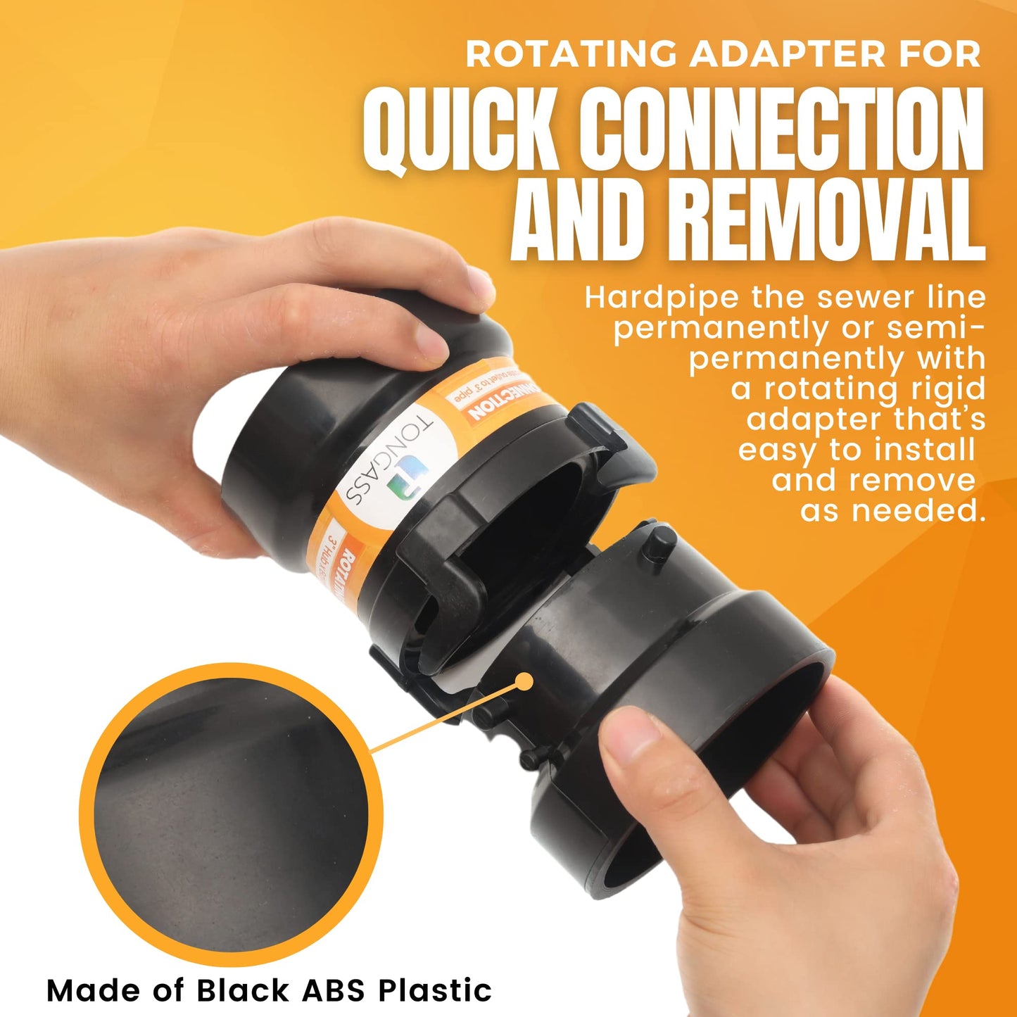 2 x (Combo Pack) RV Sewer Hose Fitting Adapter to PVC, RV Sewer Connection & RV Sewer Termination Adapter - 3" Hub x Bayonet Hooks (2)