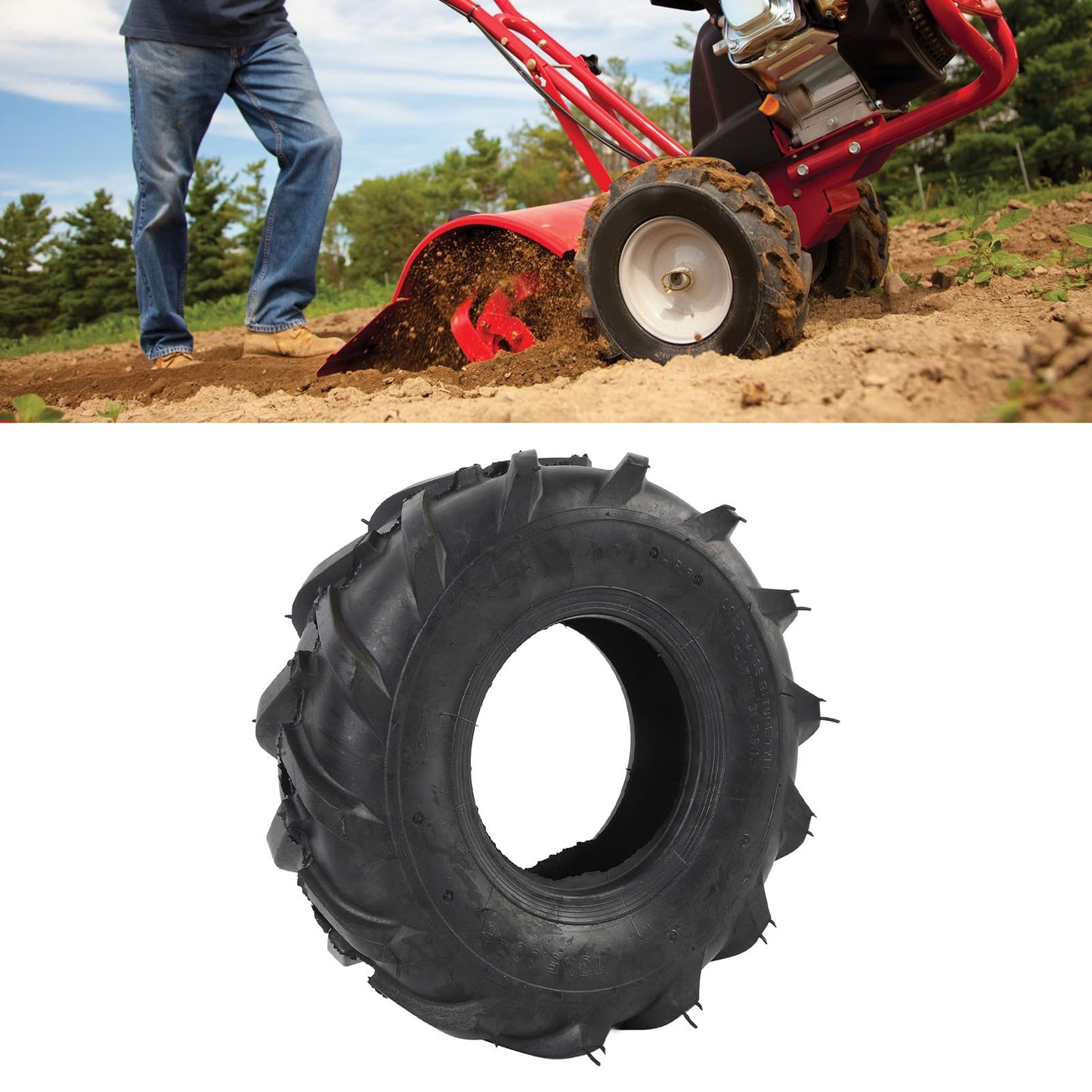 13x5.00-6 Tire, Tubeless Tiller Tractor Tire, Agricultural Tractor Lug Tread Tubeless, Replacement Riding Mower Front Wheel Assembly, 1 Pack