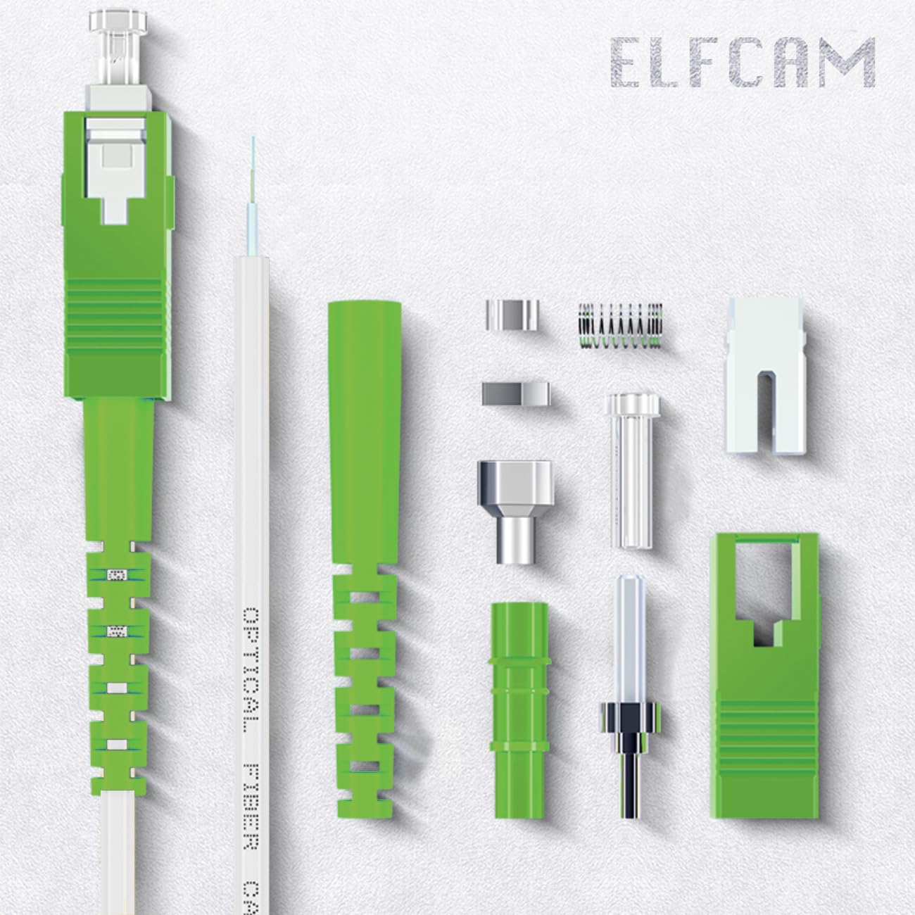 Elfcam® - 40m/131.23ft Fiber Optic Cable SCA to SCA Simplex Singlemode 9/125μm LSZH, Compatible with FTTH Cables, Rogers, Bell and Telus, White Color, 40 Meters