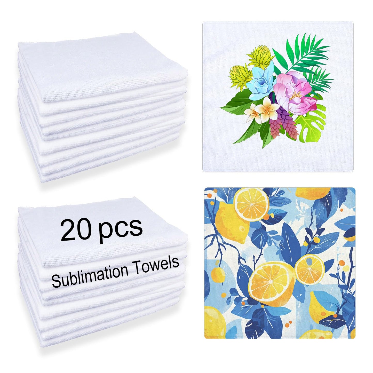 20 Pcs Sublimation Towels Blank，12 x 12 Inch DIY Microfiber Sublimation Kitchen Towels Dish Towels，Sublimation Tea Towels Blanks Kitchen Cleaning Supplies，Sublimation Hand Towels