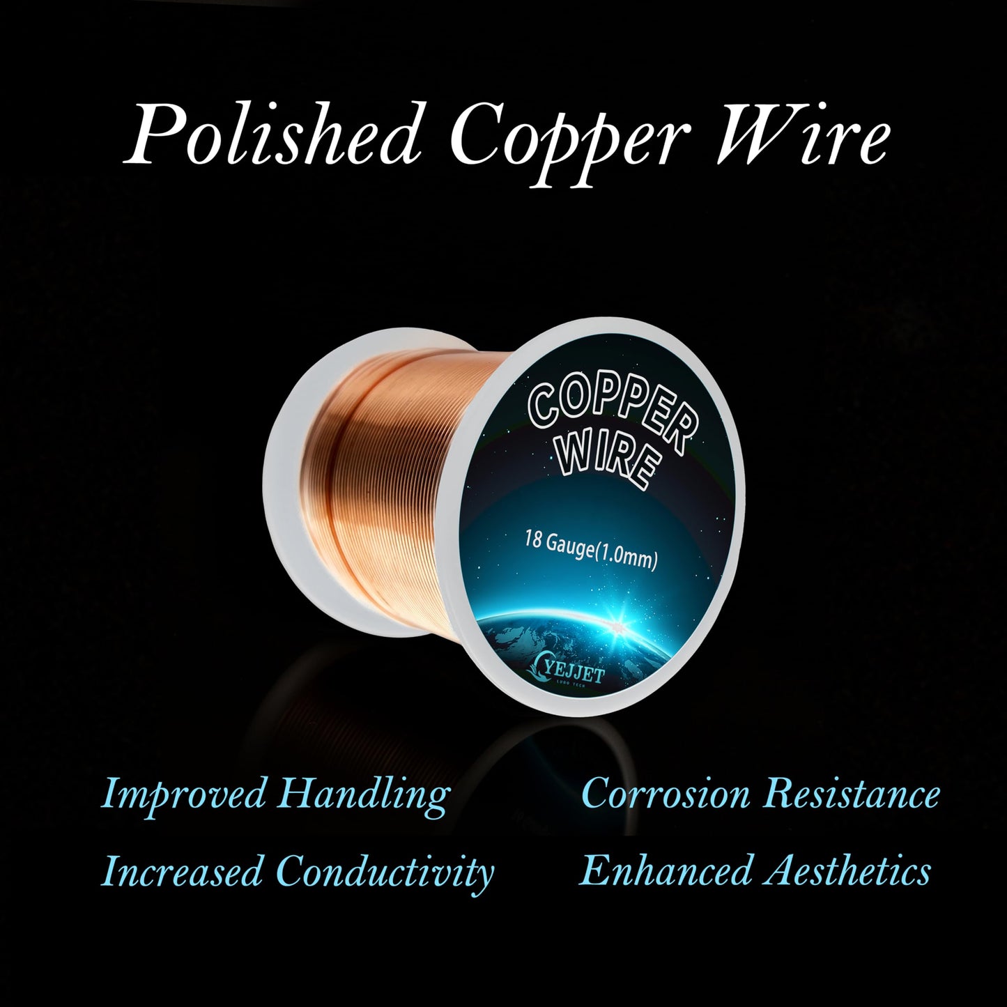 99.9% Pure 18 Gauge Copper Wire for Jewelry Making, 1 lb (205 ft) Copper Wire for Art Crafts, Electroculture, Gardening Plants