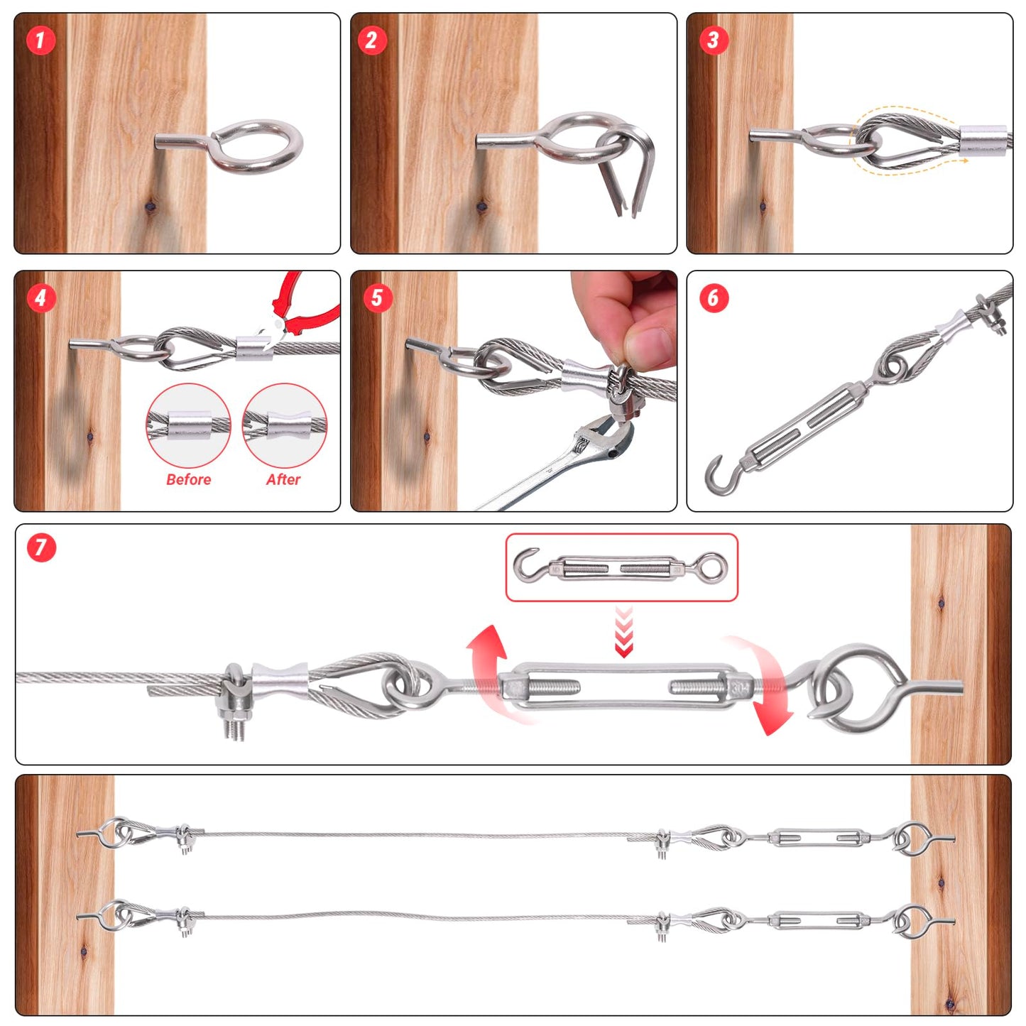 164FT 1/16" Black Wire Rope Kit, Vinyl Coated 304 Stainless Steel Wire Cable, 7x7 Strands 920LBS Breaking Strength, M5 Turnbuckle for Cable Wire, String Light Hanging Kit for Outdoor, Garden