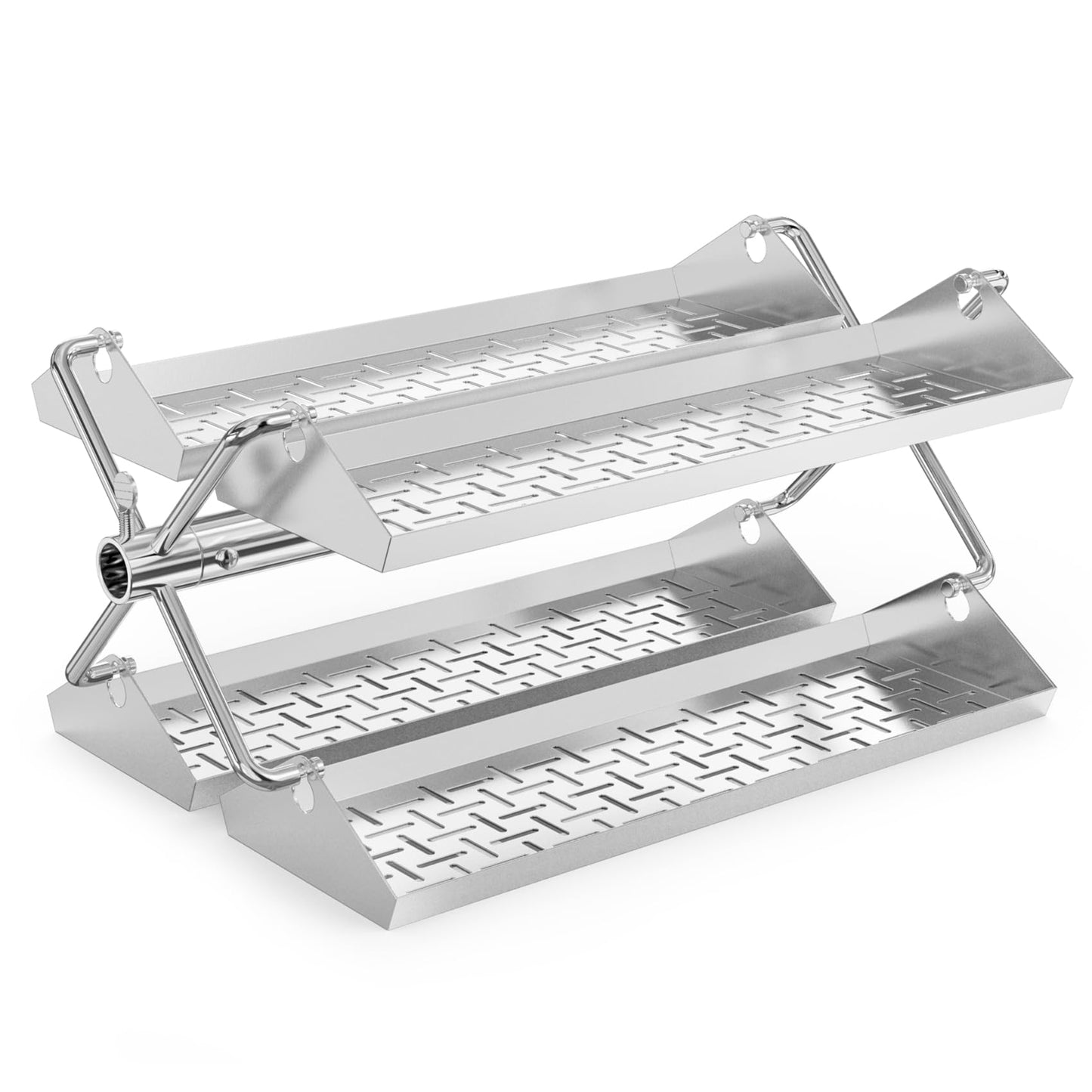 onlyfire Stainless Steel BBQ Rotating Tray Rotisserie Basket for Most Grills, Fits 3/8" & 5/16" Square, 1/2" & 3/8" Hexagon Spit Rods