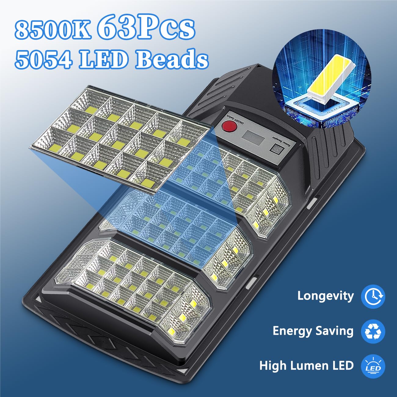 Solar Street Lights Outdoor, 8500K Solar Powered Driveway Light, LED Flood Motion Sensor Dusk Dawn Illumination Waterproof Mount Security Lights for Parking Lot, Backyard, Garage, Path, Countryside