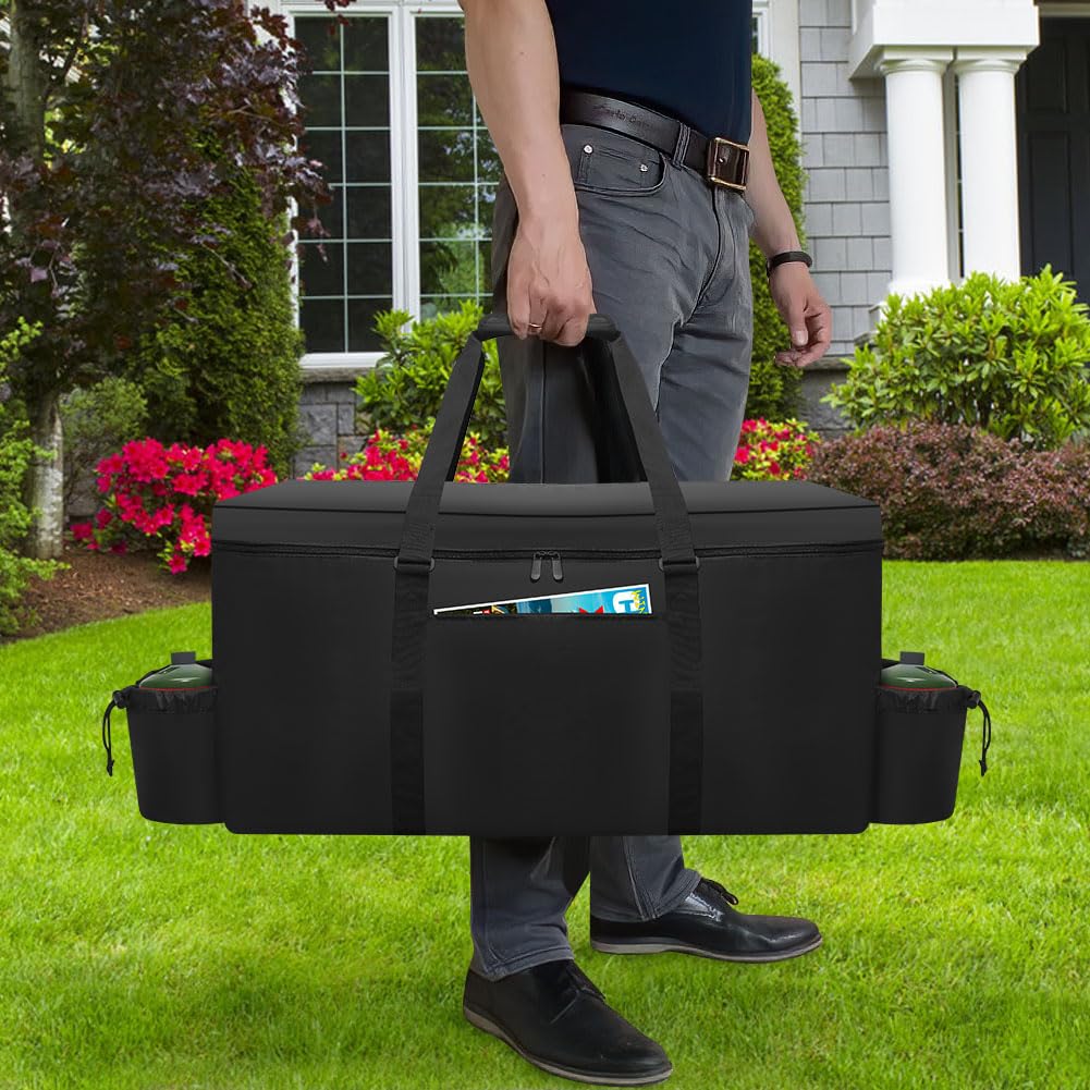 Ajyingasyo Grill Carry Bag for Weber Q1000 Q1200 Liquid Propane Grill, 1680D Heavy Duty Water Resistant Outdoor BBQ Grill Bag, with Multi-pockets and Padded Handle
