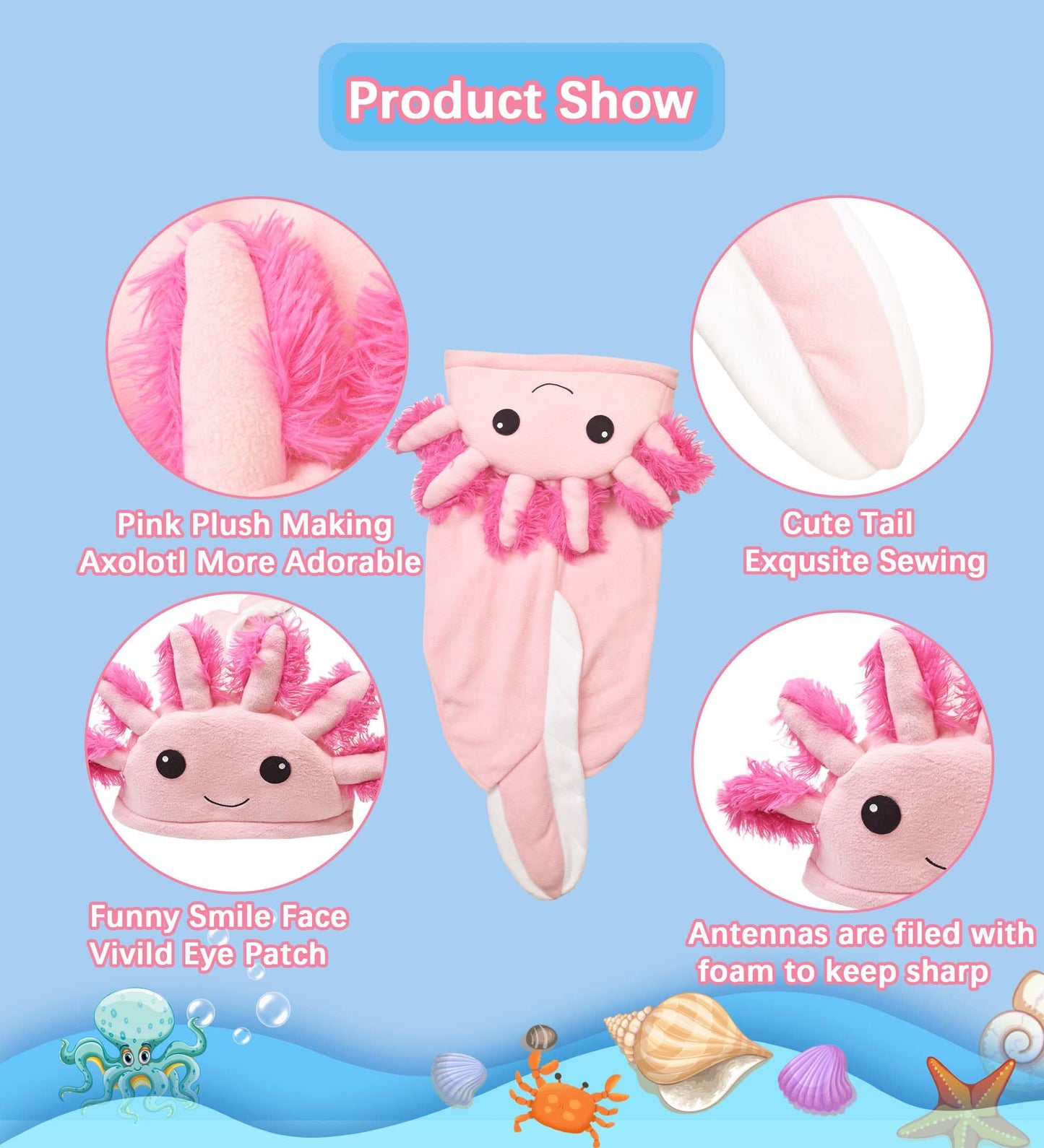FLAdorepet Axolotl Dog Costume,Pet Halloween Animal Fish Costume Outfits for Medium Large Dogs,Winter Puppy Hoodie Pajamas Funny Clothes for Great Dane Labrador Bulldog,7XL