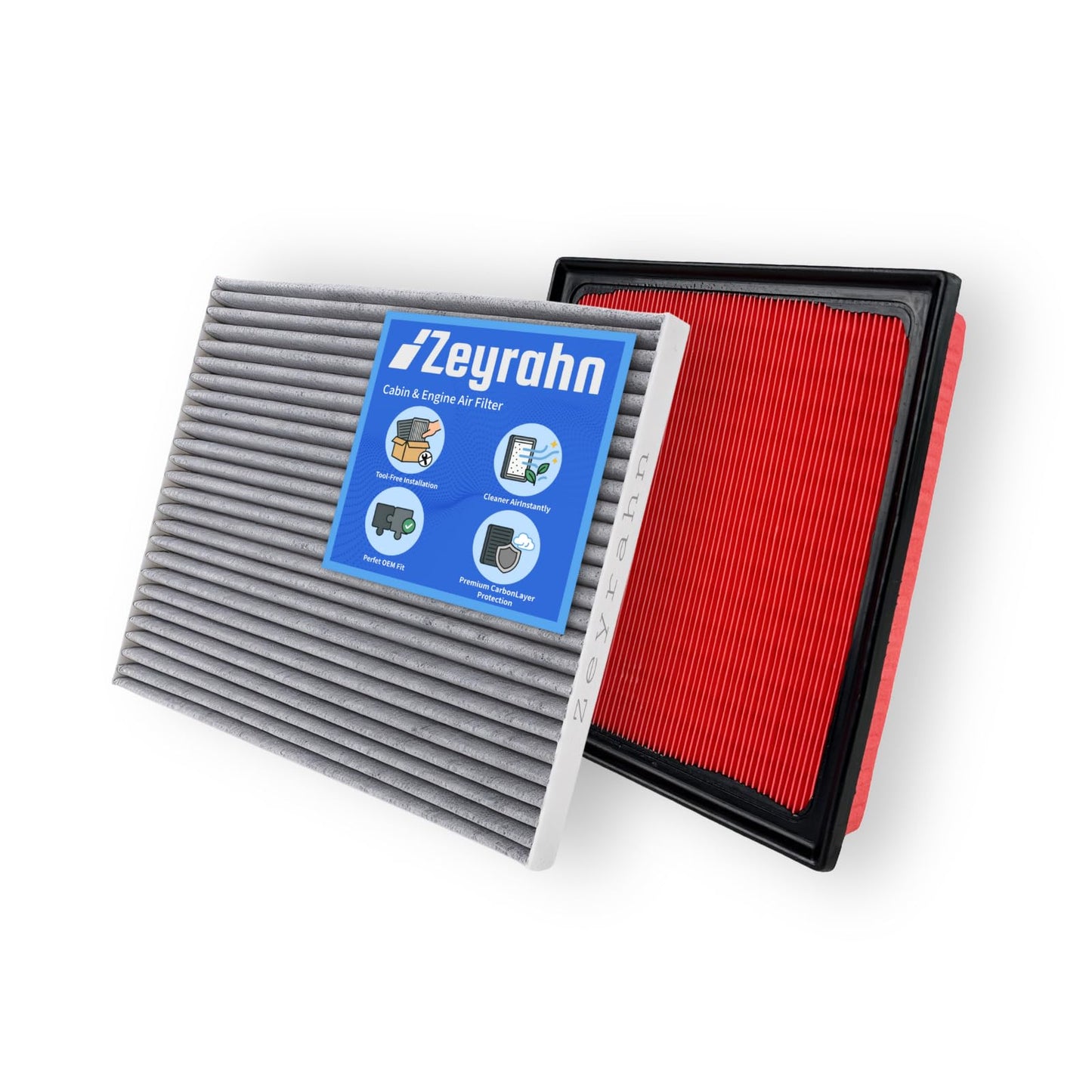 Zeyrahn Cabin & Engine Air Filter Kit for 19-24 RAV4, 18-24 Camry, 20-25 Highlander,19-22 Avalon, 19-25 ES350, Activated Carbon Cabin Filter Replacement CF12157 CA12377 (Not for Hybrid)