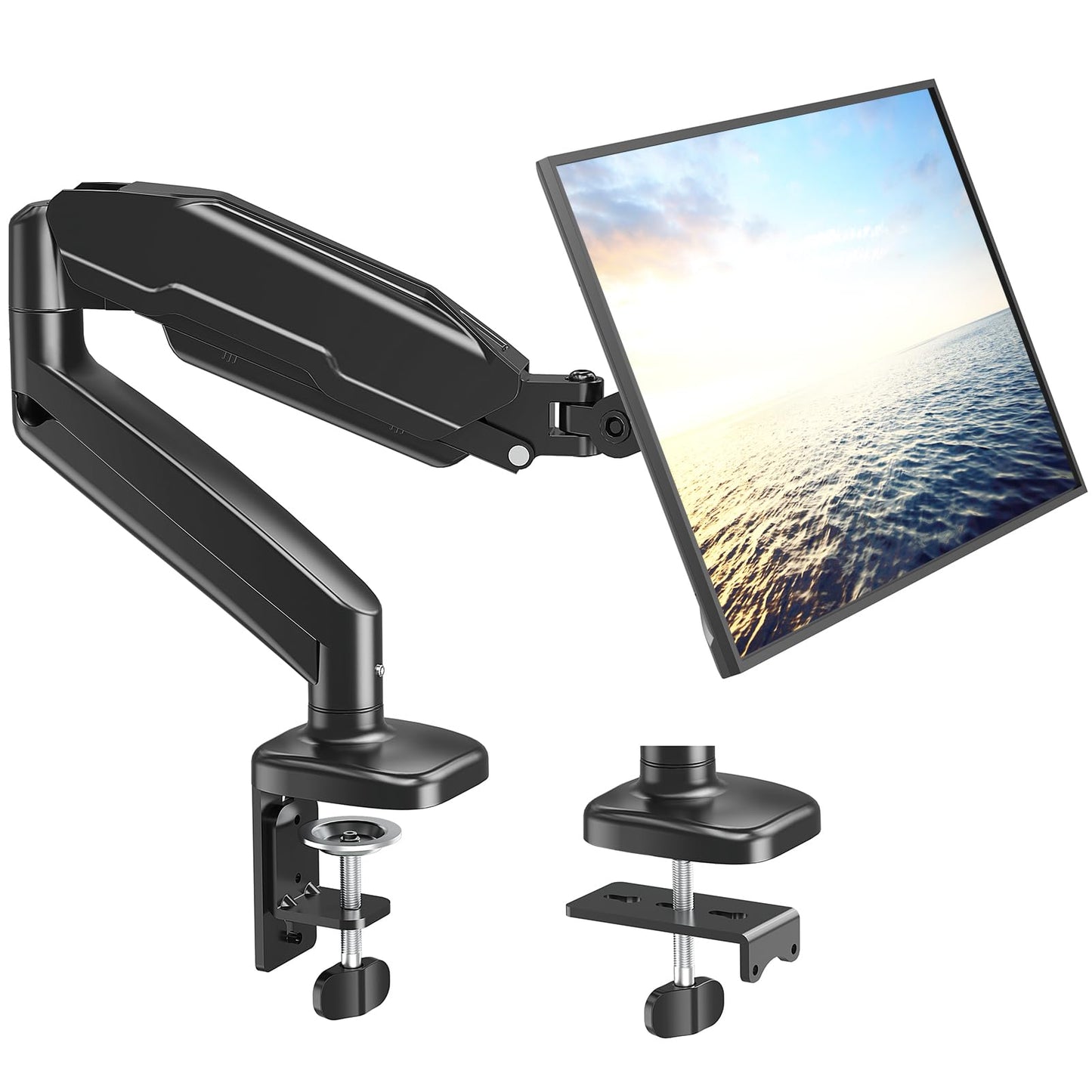 MOUNT PRO Single Monitor Mount,Articulating Spring Monitor Arm,Fits 13 to 32 Inch LCD Computer Monitors,Holds 17.6 lbs,Adjustable VESA Mount Desk Stand with Clamp,Grommet Base,VESA 75x75,100x100