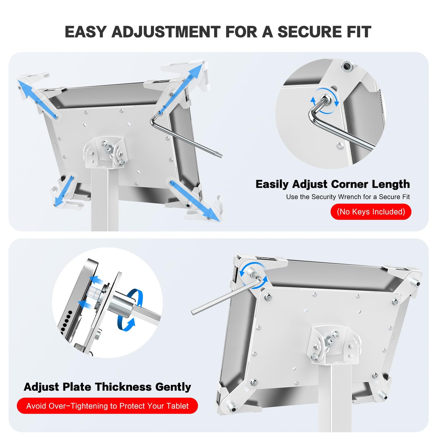 AboveTEK Security iPad Kiosk Floor Stand, Anti-Theft POS Tablet Stand, Height Adjustable, 360° Swivel, Universal Locking Holder, Fits 9.7"-13" iPad/iPad Pro/Air