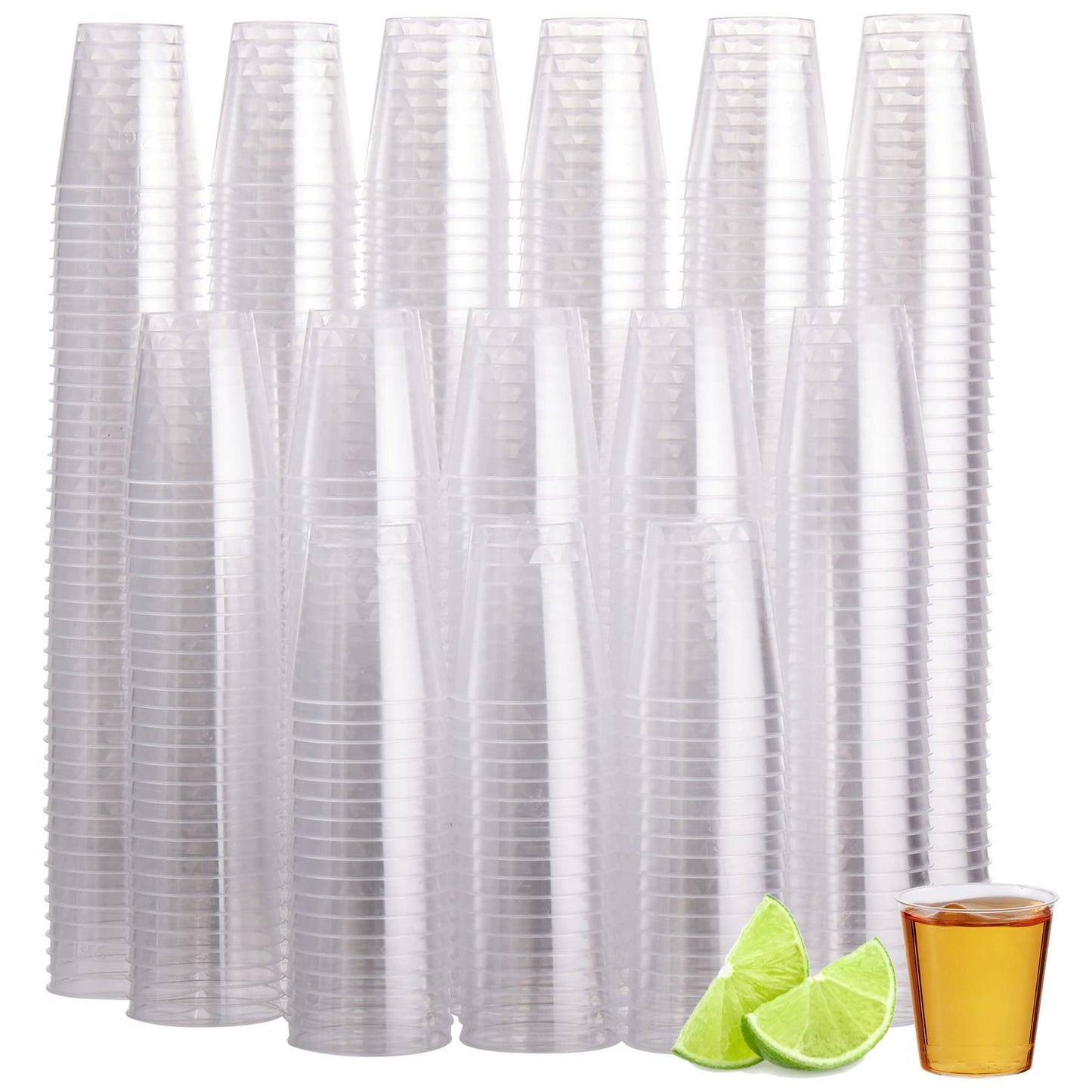 MATANA 500 Clear Hard Plastic Shot Glasses, 1oz - Food & Wine Tasting Cups - Practical, Sturdy & Reusable