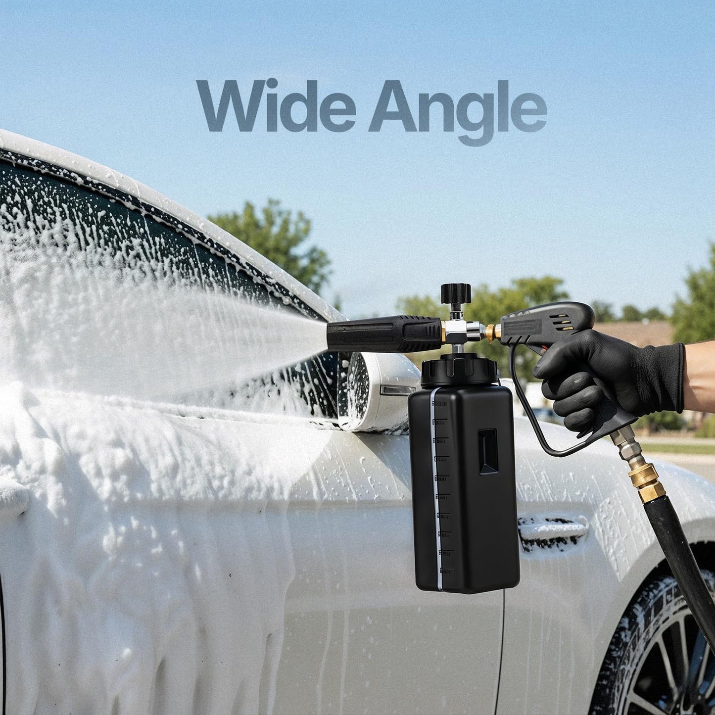 Crystal Clean Foam Cannon for Pressure Washer – High Performance Adjustable Foam Sprayer with 1/4” Quick Connector, Thick Foaming Spray Nozzle, 1000ml Wide Mouth Bottle for Car Wash