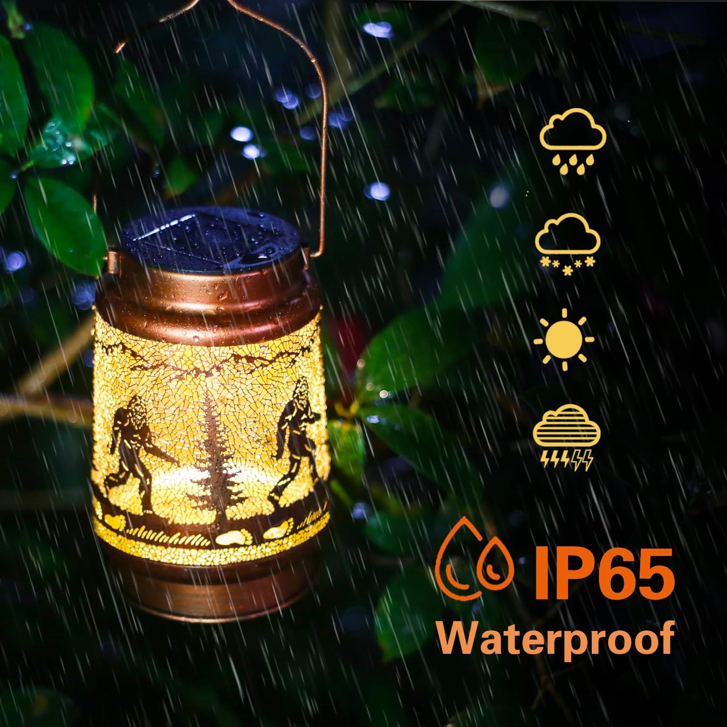 Bigfoot Solar Lanterns Outdoor Waterproof Hanging Solar Lights Big Foot Sasquatch Gifts for Men Women Metal Decorative LED Lanterns for Yard,Patio,Lawn,Tabletop,Pathway,Landscape,Garden Decor