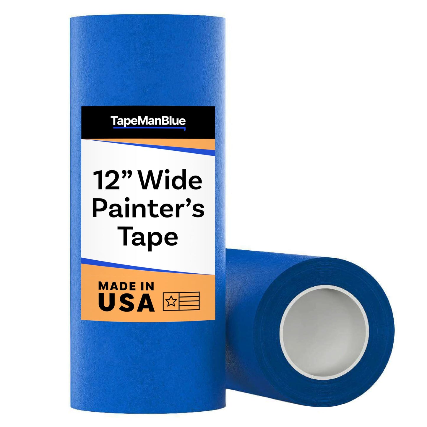 TapeManBlue Wide Blue Painters Tape, 12 Inch X 60 Yds, Made in America, Great Masking Tape for 3D Printing and Laser Cutting, Removes Cleanly for 21 Days 12 Inch X 60 Yards Blue