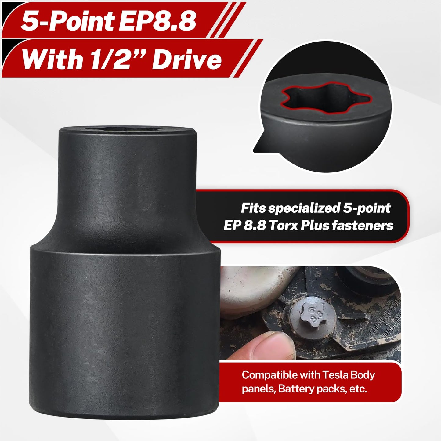 BILITOOLS External Torx Plus Socket Set, 6 Point EP4-EP8, EP10-12, EP14, EP16, EP18, EP20, EP22, EP24, EP26, EP28, EP30, EP32 with 1/2'' 3/8'' 1/4'' Dr, 19PCS External Star Socket for Cars