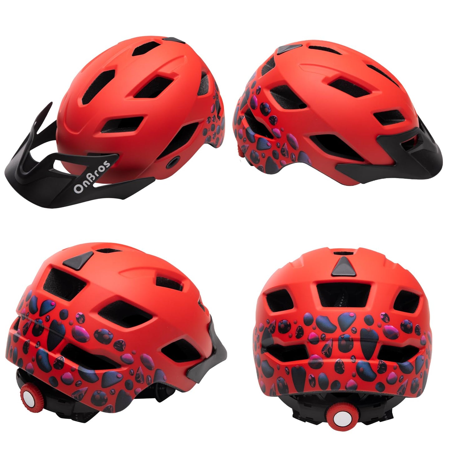 OnBros Kids Bike Helmet - Bike Helmet Boys for 5-14 or Girls Helmet with Visor Adjustable 50-57CM Children Bicycle Helmet Lightweight for Scooter MTB Road Cycling