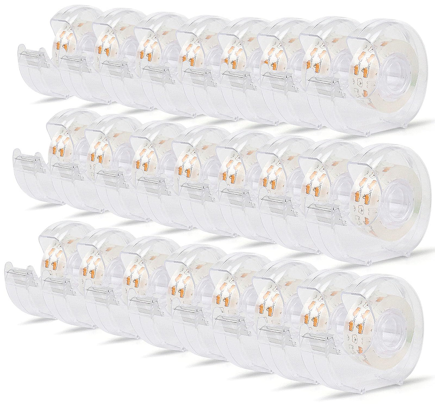 BOMEI PACK 24PACK Transparent Tape with Dispenser, Office Clear Tape Refill Rolls with Dispenser Bulk for DIY, Gift Wrapping, Repairing, Home and School, 3/4in x 1000in