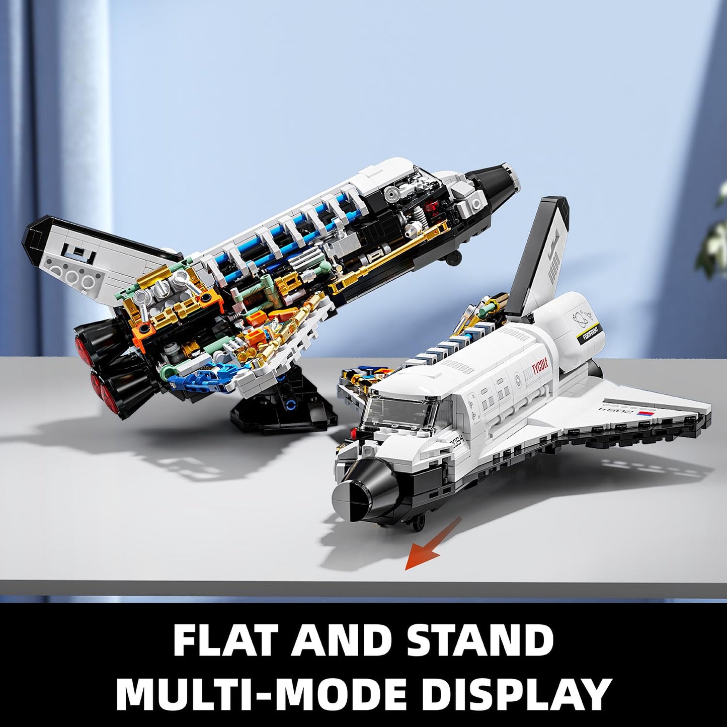 TYCOLE City Space Shuttle Building Toy Set -Translucent Classic Spaceship Building Block Kit with Stretchable Satellite Model,Home or Office Decor,Gift Idea for Adults&Kids Ages 8 and Up (536PCS)