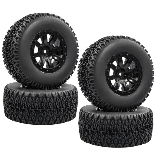 Acekeeps 4-Pack 12mm Hex RC SC Truck Tires Mounted Wheels for 1/10 Traxxas Slash Losi Tenacity HSP Redcat SC Truck