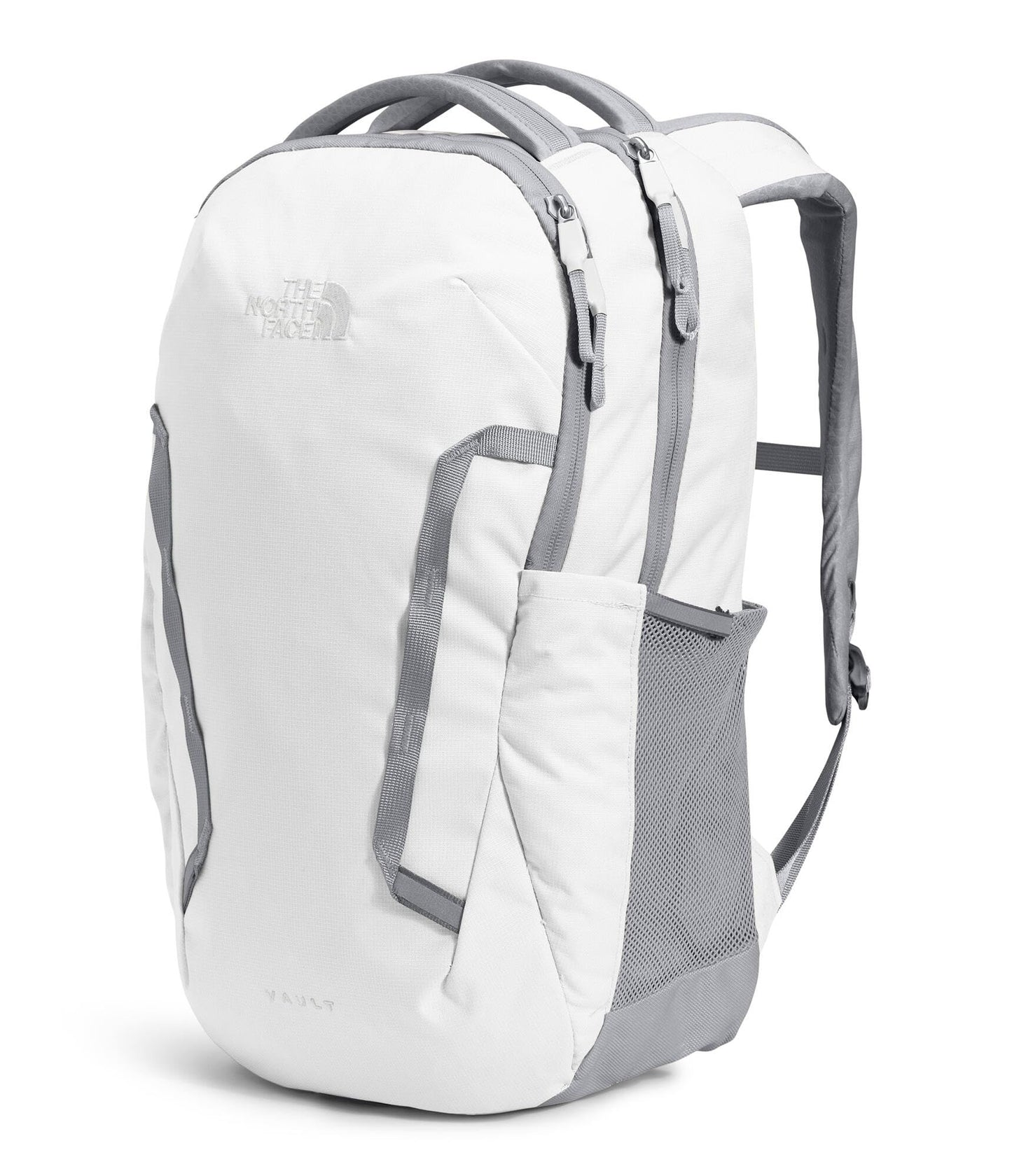 THE NORTH FACE Women's Vault Everyday Laptop Backpack - Commuter Travel Bag, Water-Repellent, Spacious Main Compartment, TNF White Metallic Mélange/Mid Grey-NPF, One Size
