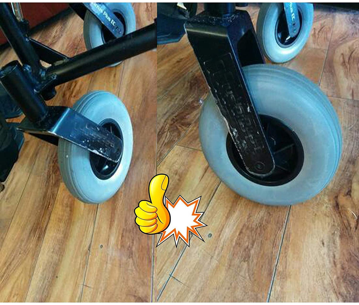 (Pair of Two) ，8" x 2" (200x50) Solid Rubber Front Rear Caster Tires Wheels Assembly for Power Wheelchair's/Electric Wheelchair for Many Standard Wheelchairs Replace