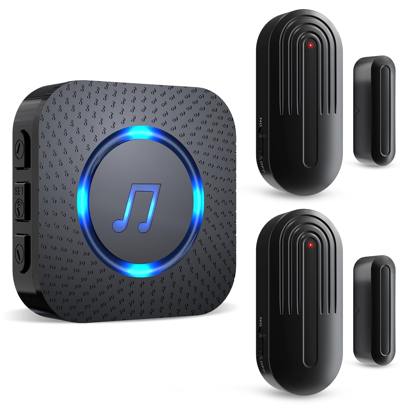 Door Chime,SanJie Wireless Door Sensor Chime When Opens,Entry Alarm for Business/Home/Kids,500 FT Range,26 Chimes 5 Adjustable Volume Ringer Alert,2 Sensors 1 Receiver Black