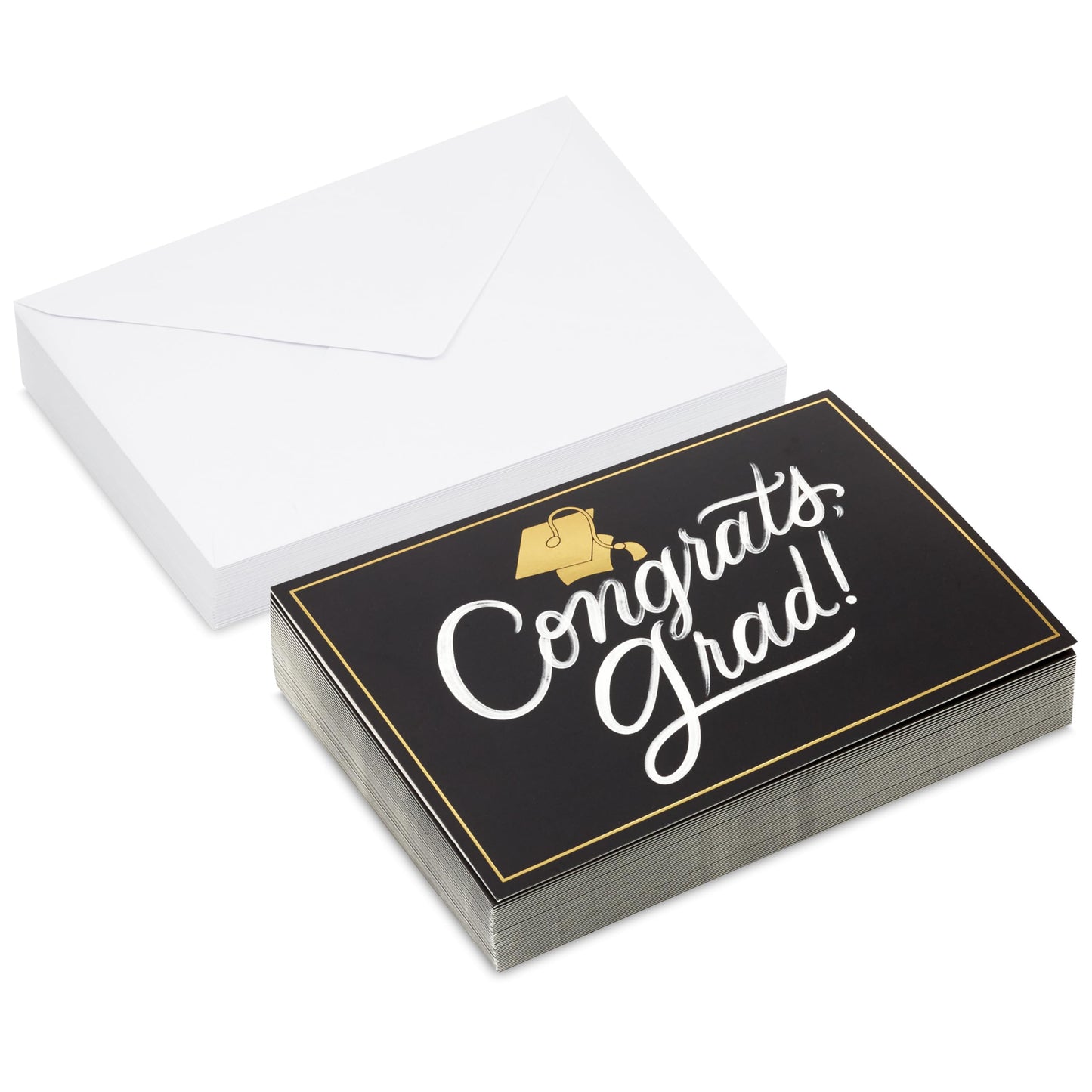Hallmark Boxed Graduation Cards, Congrats Grad (40 Cards with Envelopes) Black, White and Gold