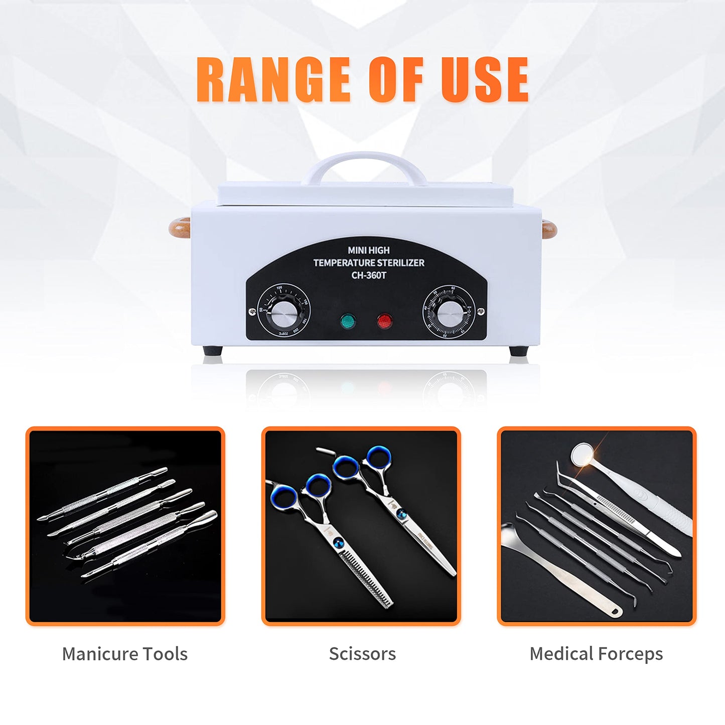 SULLMAR High Temperature Metal Tool Cleaning Box Timer dry Heat Nail Tool Dry Heat for Manicure Salon Hairdressing Tool Equipment Tweezers Earrings Other Metal Equipment