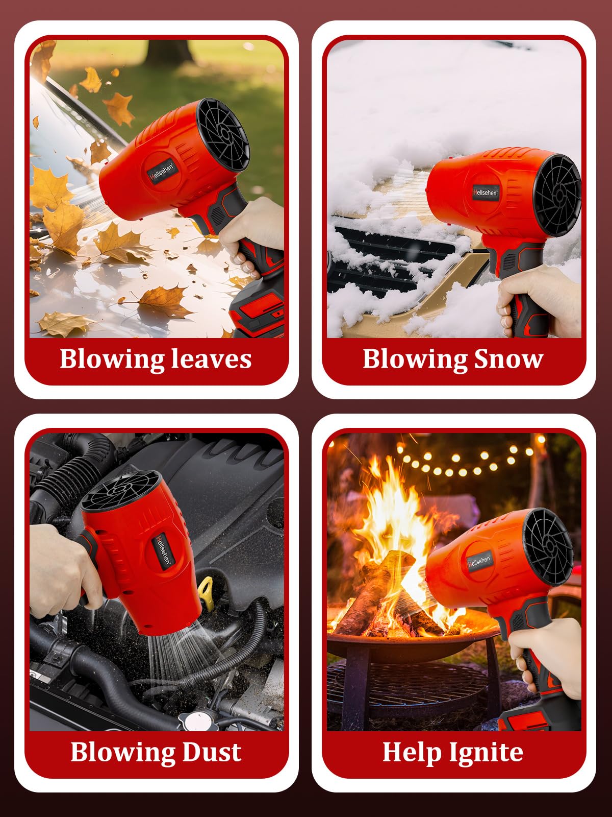 Cordless Leaf Blower with 2 Batteries and Charger Included，Handheld Leaf Blowers for Patio Cleaning, Lawn Care, Blowing Leaves and Dust, Red