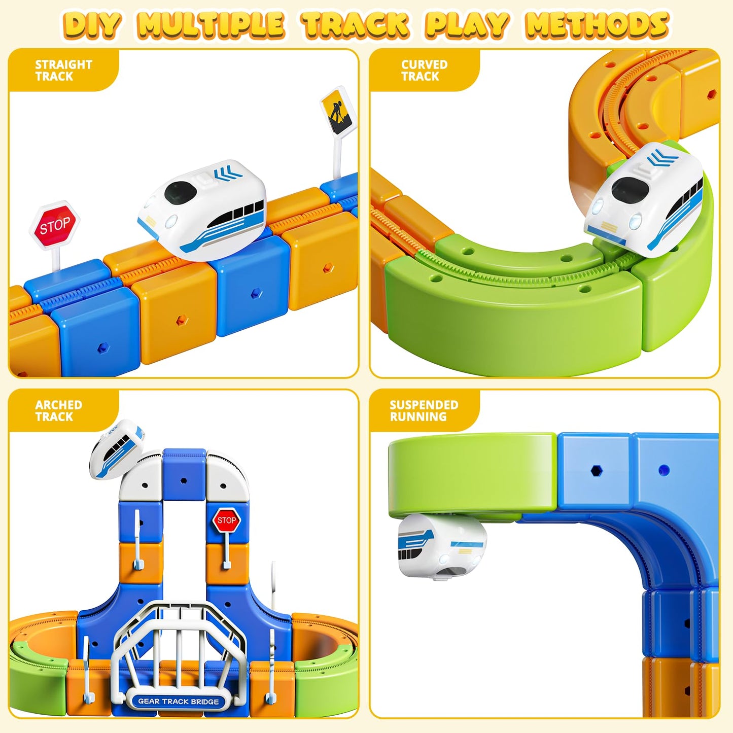 Fortand Electric Train Set for Kids 3-8, 124PCS (36 Track +1 Car) 3D Flexible Track STEM Building Railroad Toy DIY Train Track Anti-Gravity Creative Toy for Boys Girls Ages 3 4 5 6 7 8+ Birthday Gifts