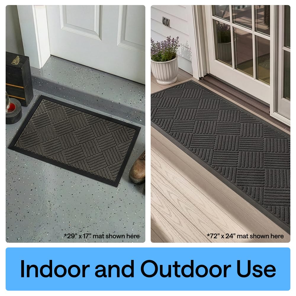 GORILLA GRIP Durable Natural Rubber Door Mat, Waterproof, 23x35, Low Profile, Heavy Duty Welcome Doormat for Indoor and Outdoor, Easy Clean, Rug Mats for Entry, Patio, Busy Areas, Gray Diamond