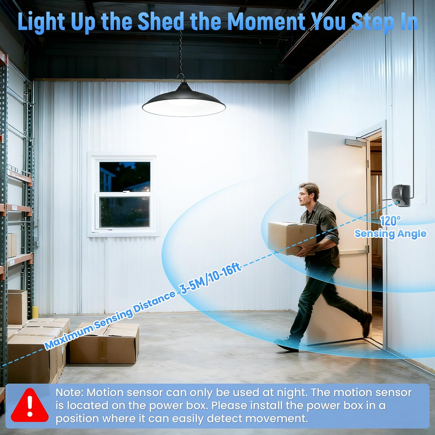 APILAB Solar Shed Light Indoor Outdoor, 2000LM Daytime Available Motion Sensor Pendant Light, Solar Indoor Lights with 4 Lighting Modes Remote Control for Barn, Patio, Gazebo, Shop, Garage