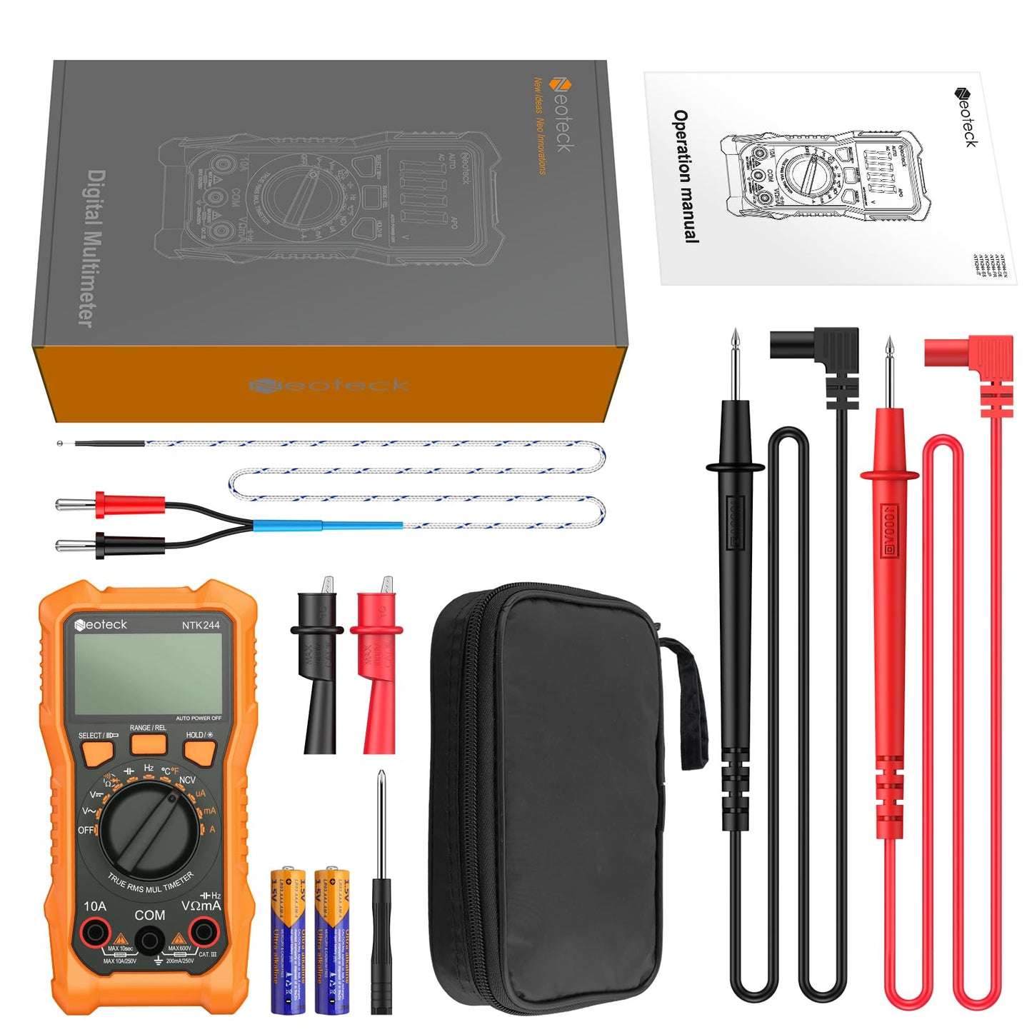 Neoteck 6000 Counts Digital Multimeter with NCV and TRMS Auto Range Multimeter for AC/DC Voltage & Current, Resistance,Capacitance,Frequency,Temperature,Duty Ratio,Continuity Voltmeter for Car Circuit