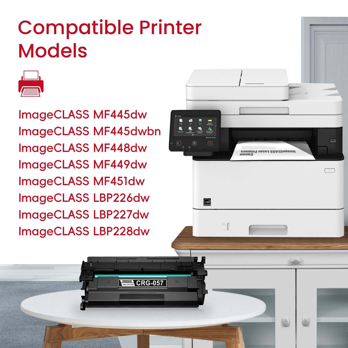 Cartridge 057 Toner [with CHIP] Black Replacement for Canon 057 Toner ImageCLASS MF445dw MF445dwbn MF448dw MF449dw MF451dw LBP226dw LBP227dw LBP228dw Printer Ink 1 Pack