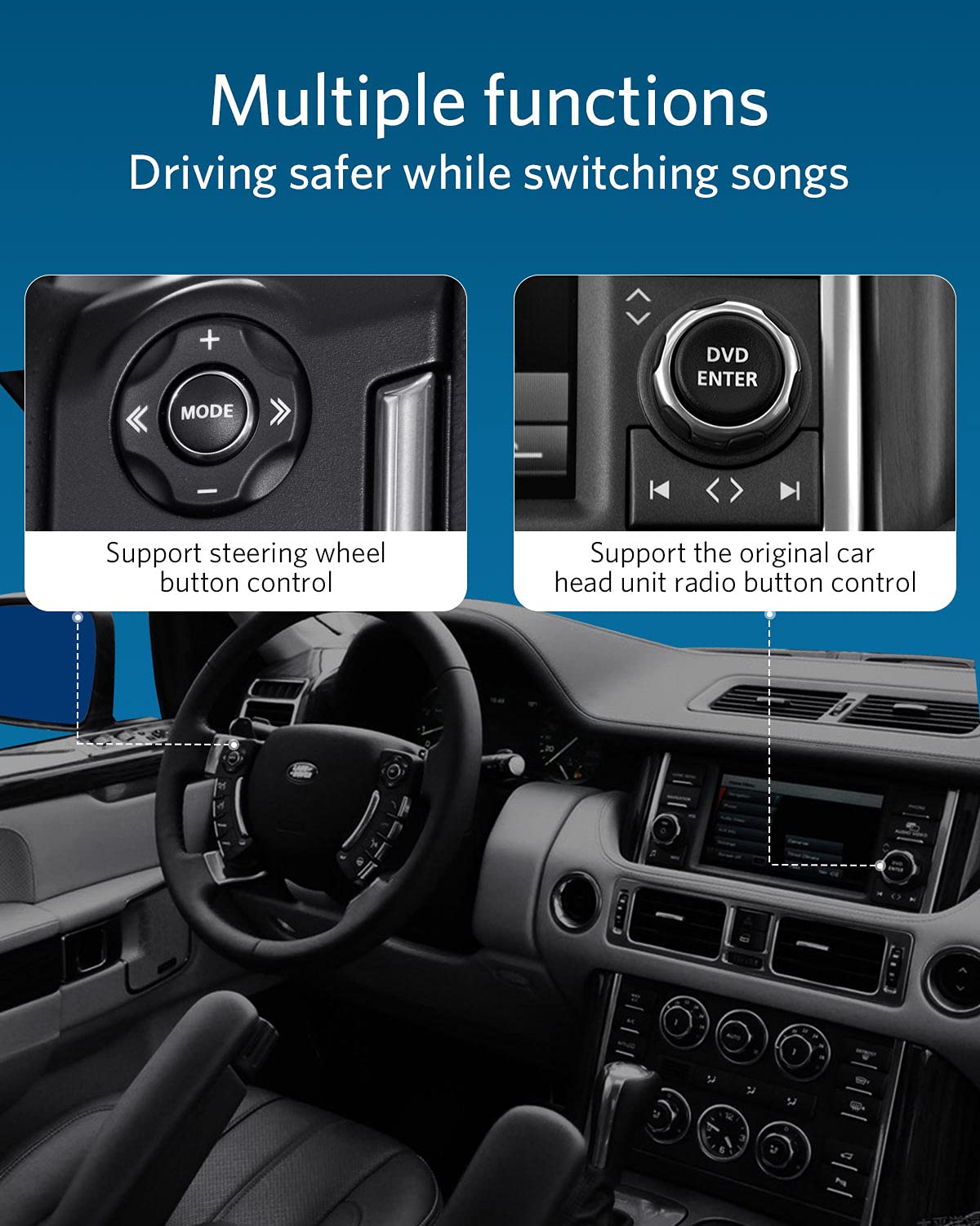 Airdual Bluetooth 5.0 aptX-HD Adapter for Land Rover, Range Rover, Jaguar iPod iPhone Music Interface